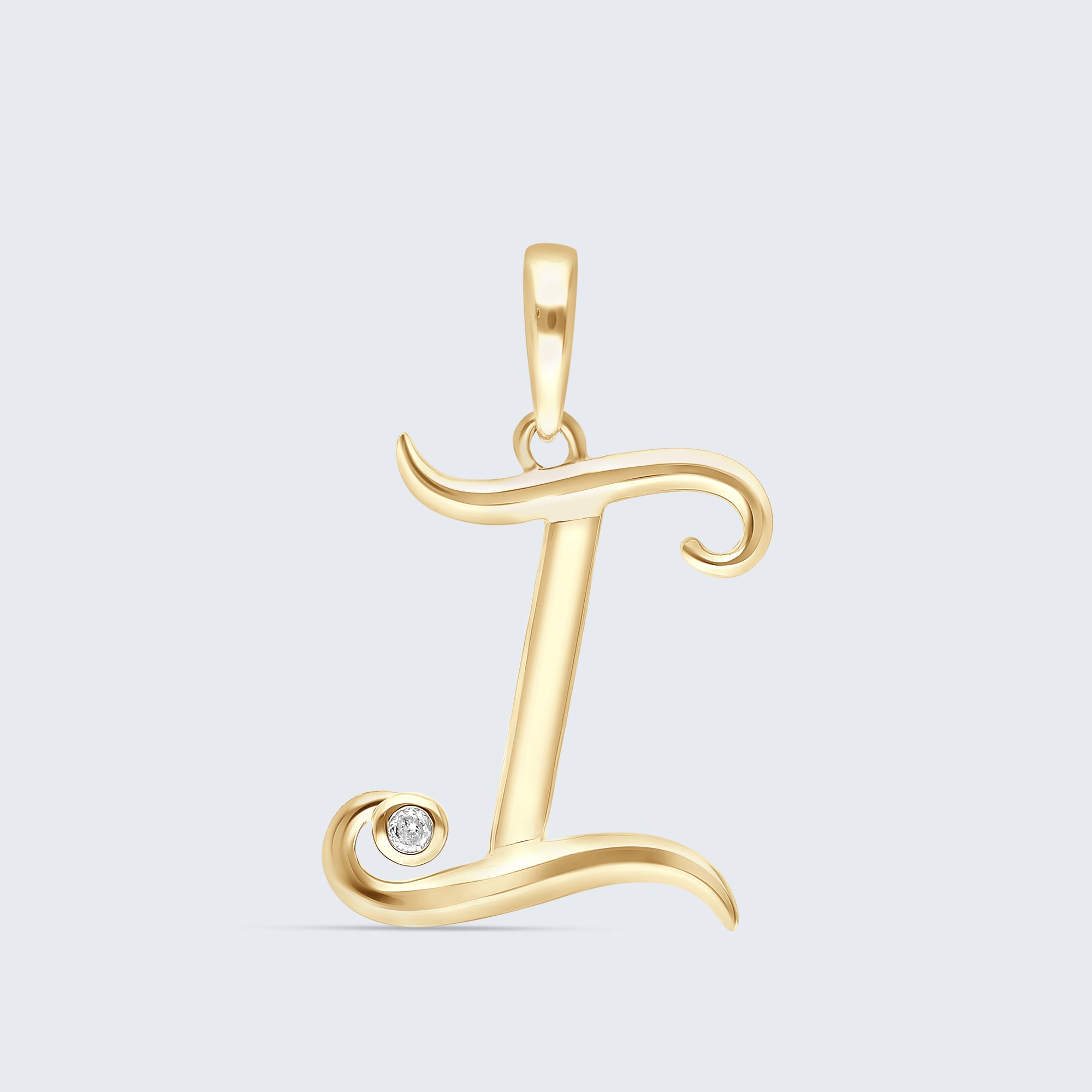 K18 イニシャルペンダント「I」 – 0.01ct ダイヤモンド(チェーンオプション)