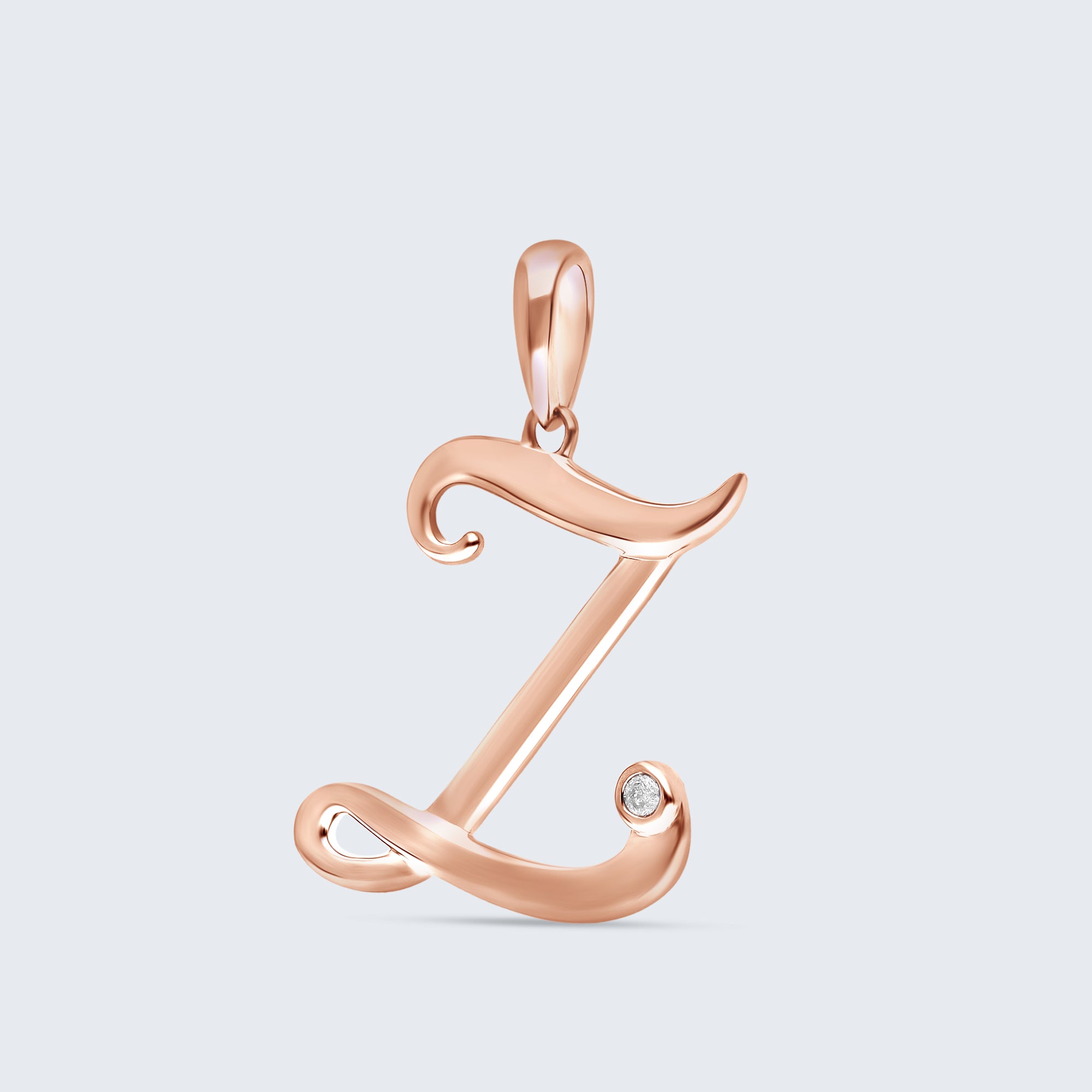 K18 イニシャルペンダント「Z」 – 0.01カラットダイヤモンド(チェーンオプションあり)