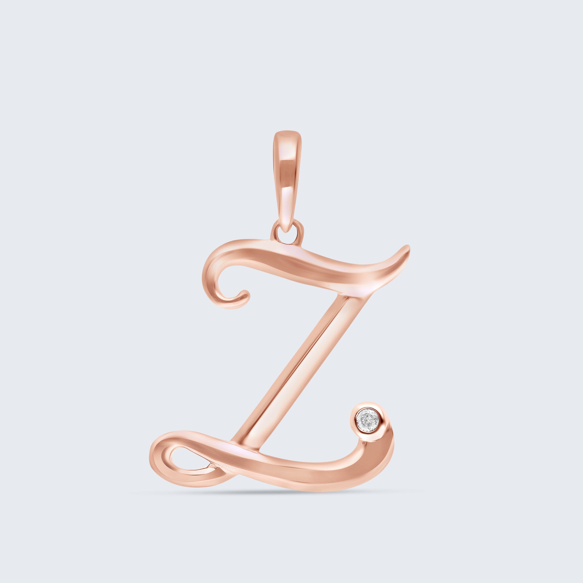 K18 イニシャルペンダント「Z」 – 0.01カラットダイヤモンド(チェーンオプションあり)