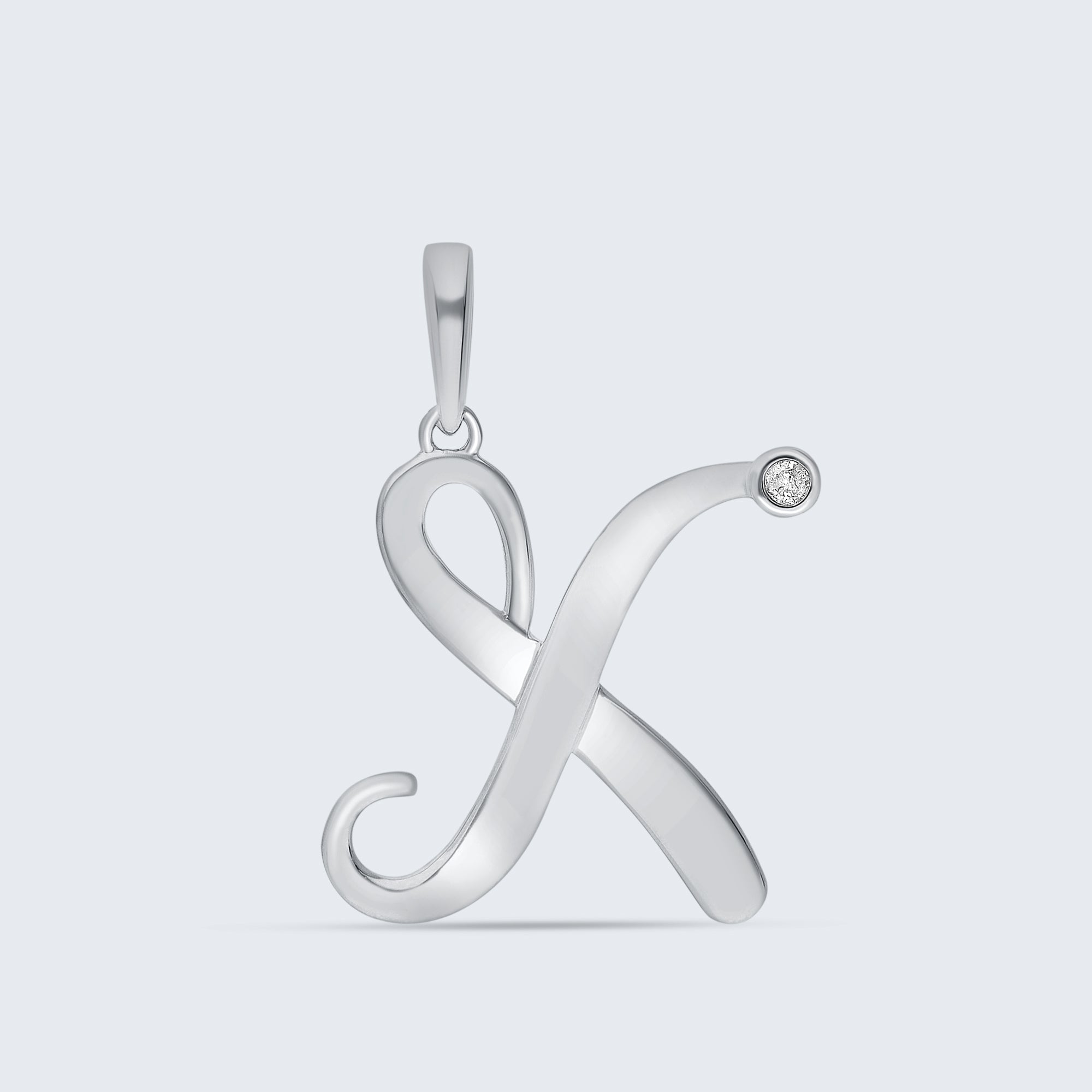 K18 イニシャルペンダント「X」 – 0.01カラットダイヤモンド(チェーンオプションあり)