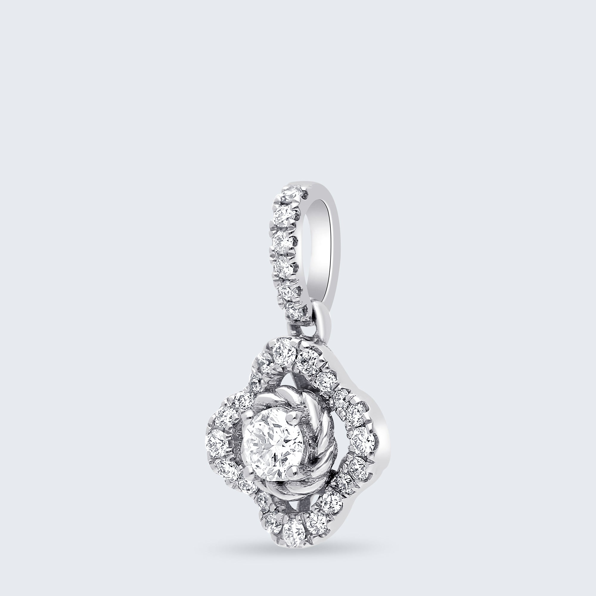 ヘイロー・ブルームダイヤモンドペンダント – K18ゴールド、0.25ct (チェーンはオプション)