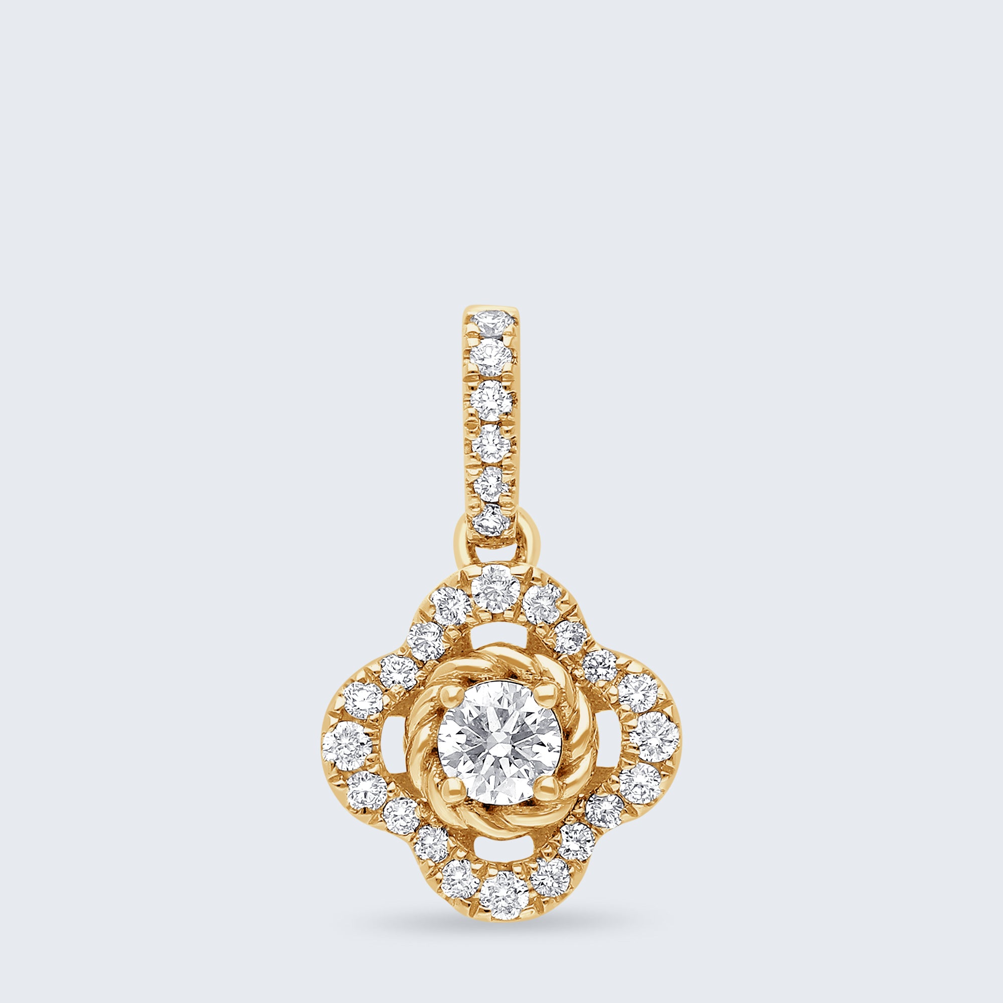 ヘイロー・ブルームダイヤモンドペンダント – K18ゴールド、0.25ct (チェーンはオプション)