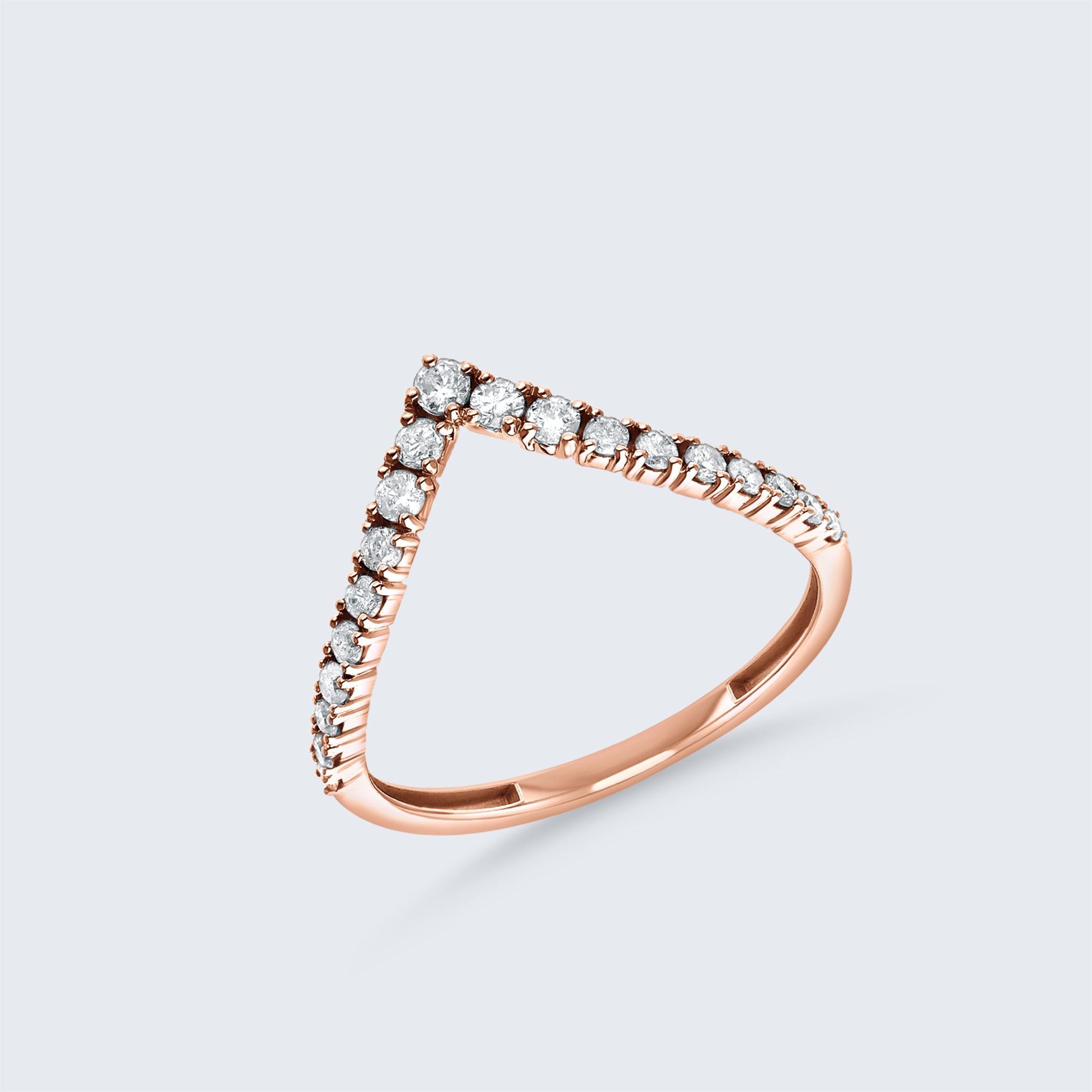 シェブロン・ダイヤモンド・リング - K18ゴールド、0.32ct