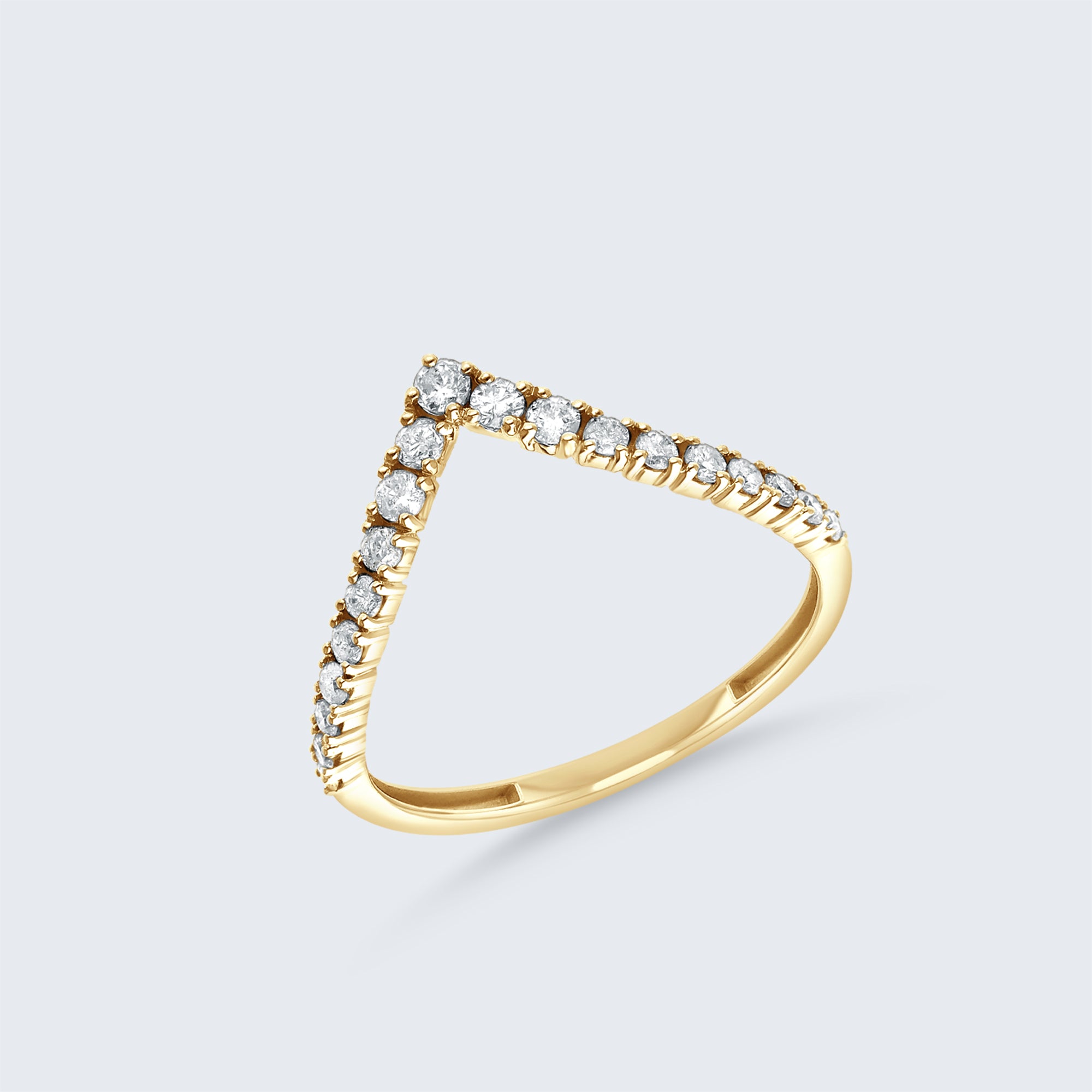 シェブロン・ダイヤモンド・リング - K18ゴールド、0.32ct