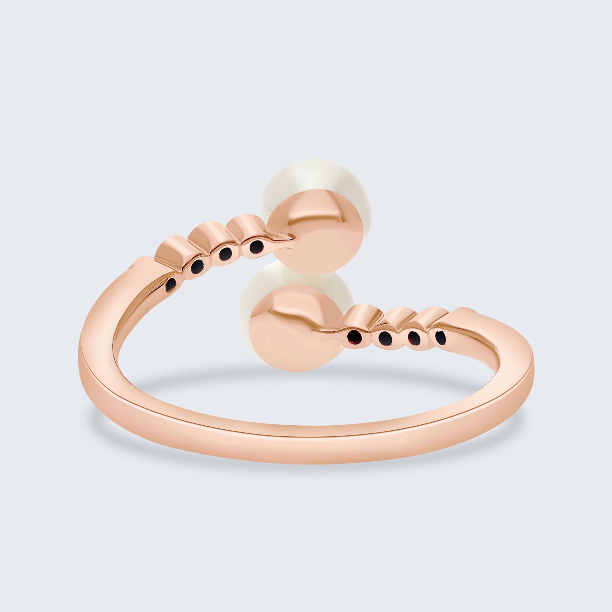 ツーパール&ダイヤモンドリング - 18Kゴールド、0.06カラット