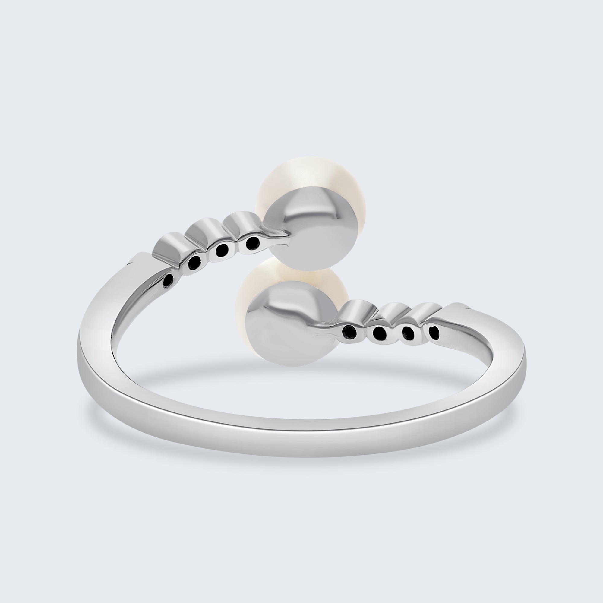 ツーパール&ダイヤモンドリング - 18Kゴールド、0.06カラット