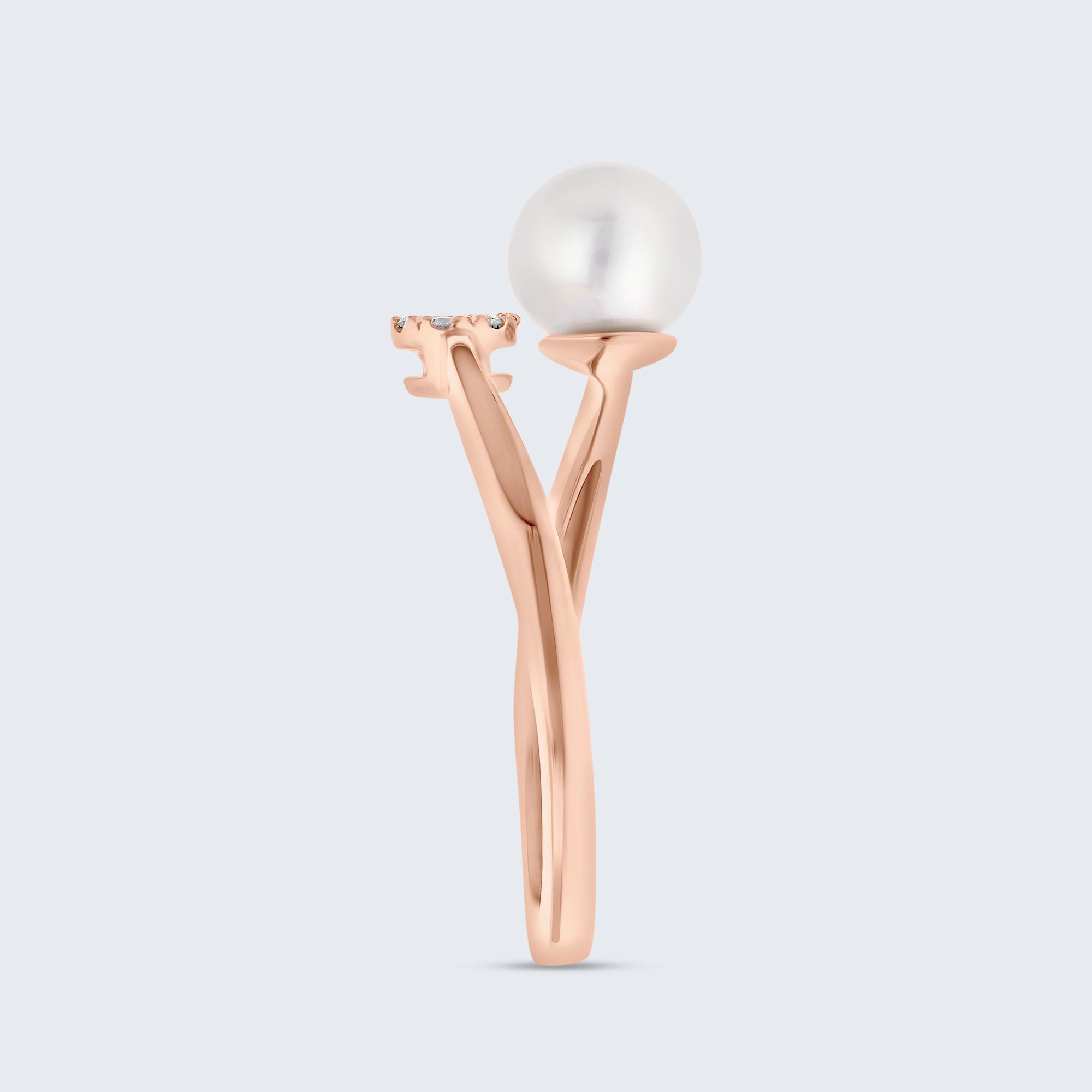 パール&ダイヤモンド ハローリング – 18Kゴールド、0.05カラット