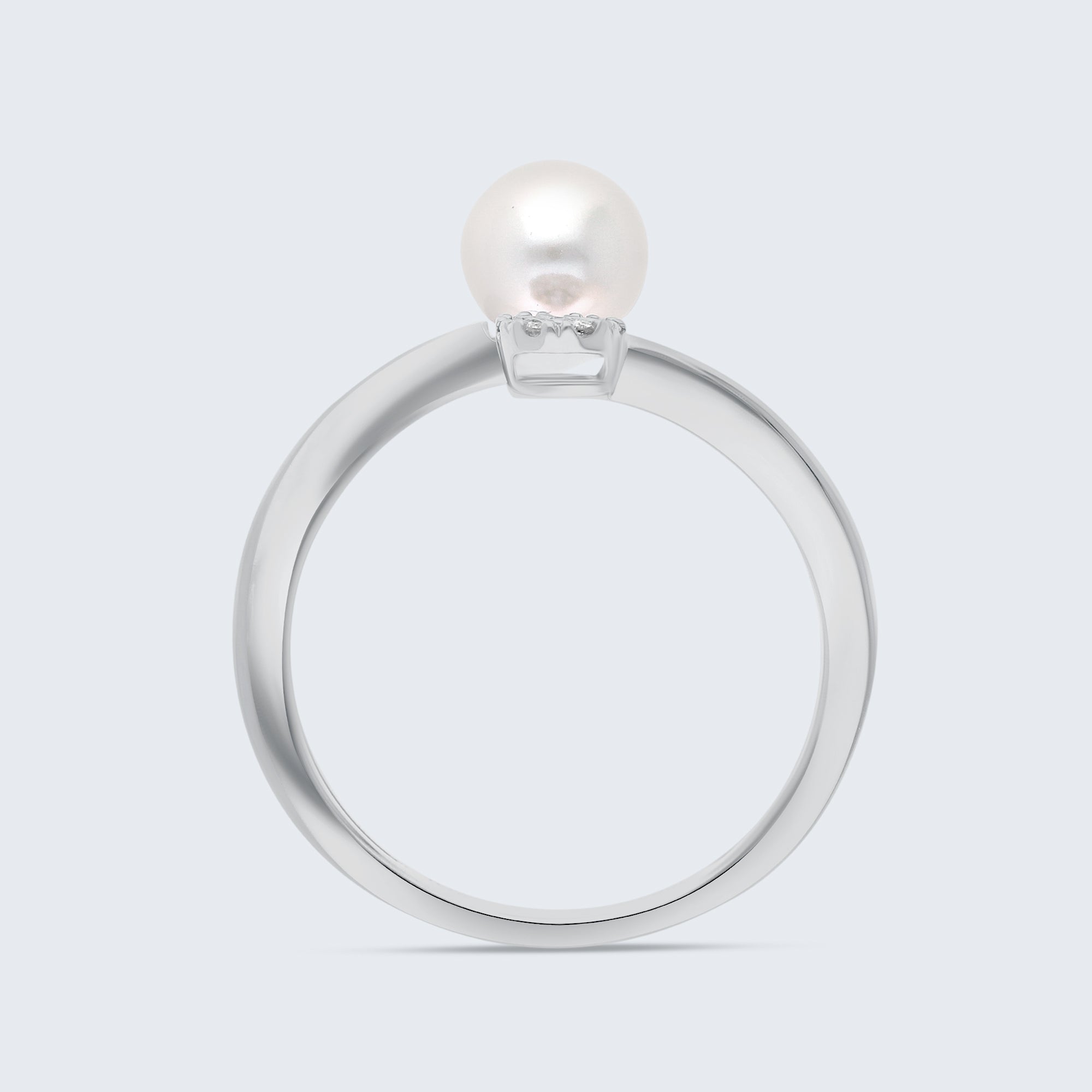 パール&ダイヤモンド ハローリング – 18Kゴールド、0.05カラット