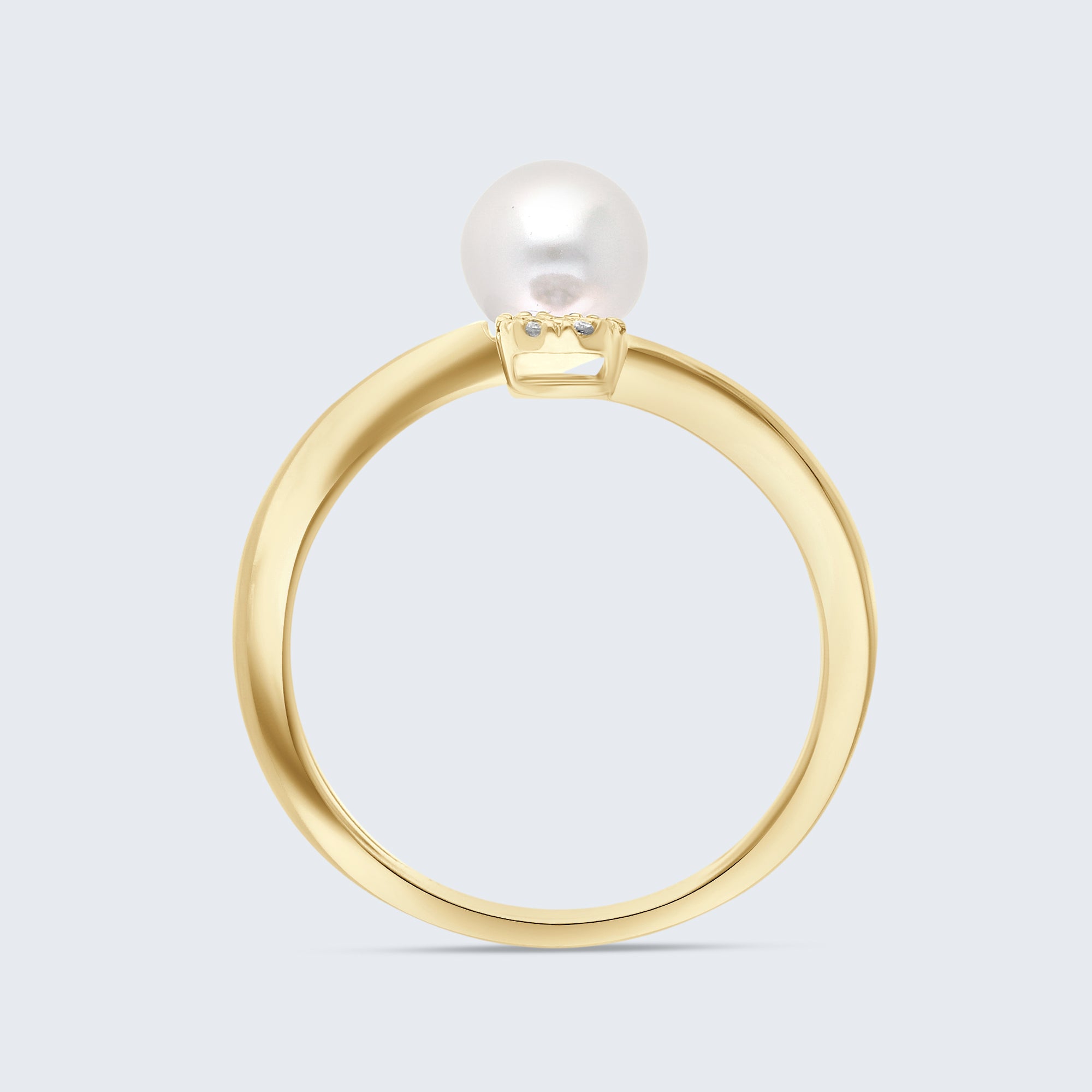 パール&ダイヤモンド ハローリング – 18Kゴールド、0.05カラット