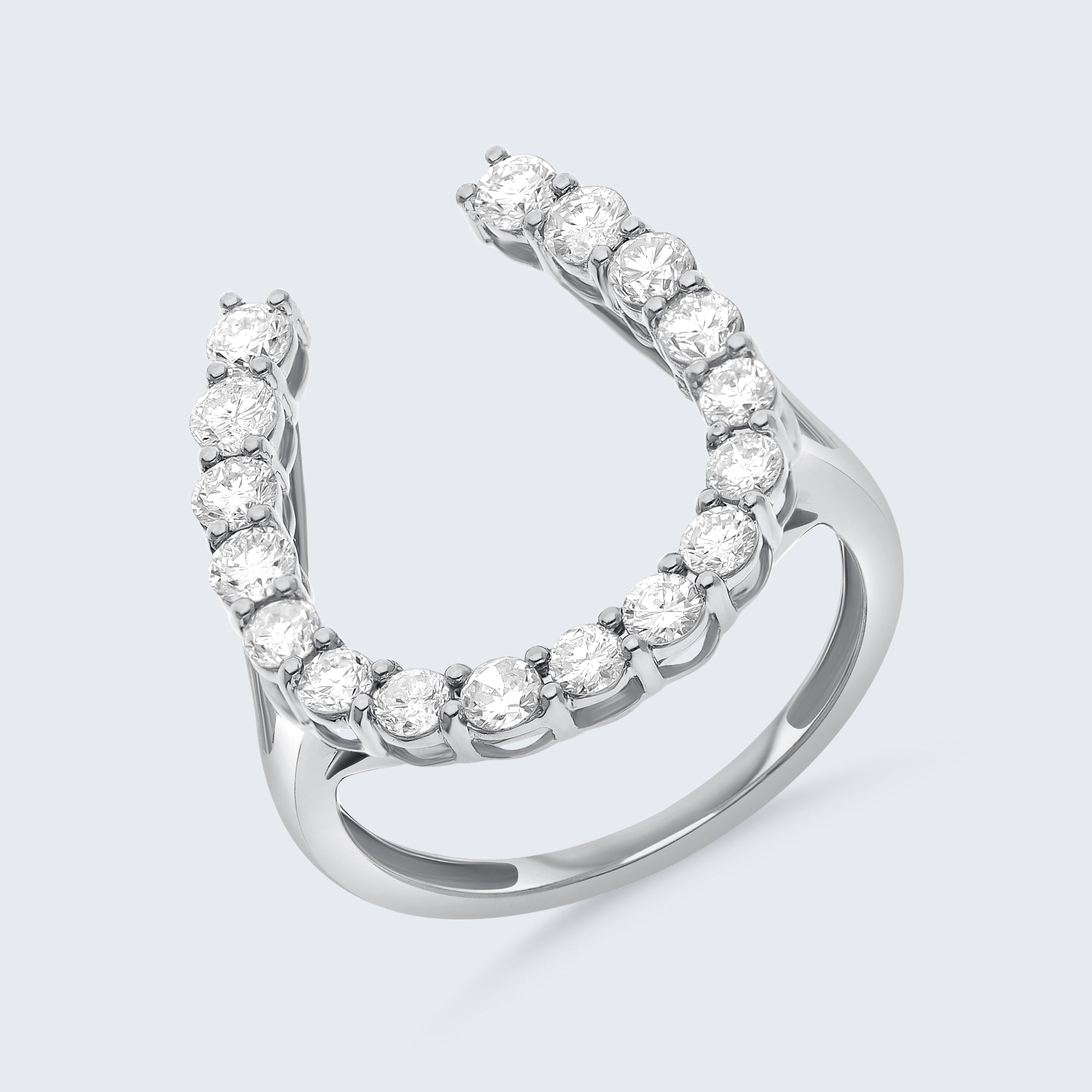 ホースシュー ダイヤモンド リング – 18Kゴールド、1.0カラット