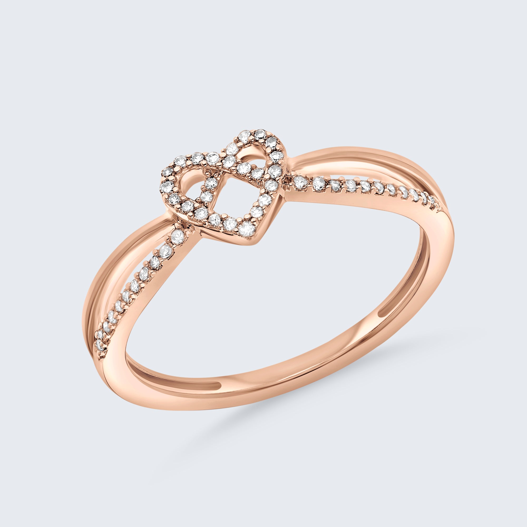 ハート インフィニティ ダイヤモンド リング – 18Kゴールド、0.10カラット