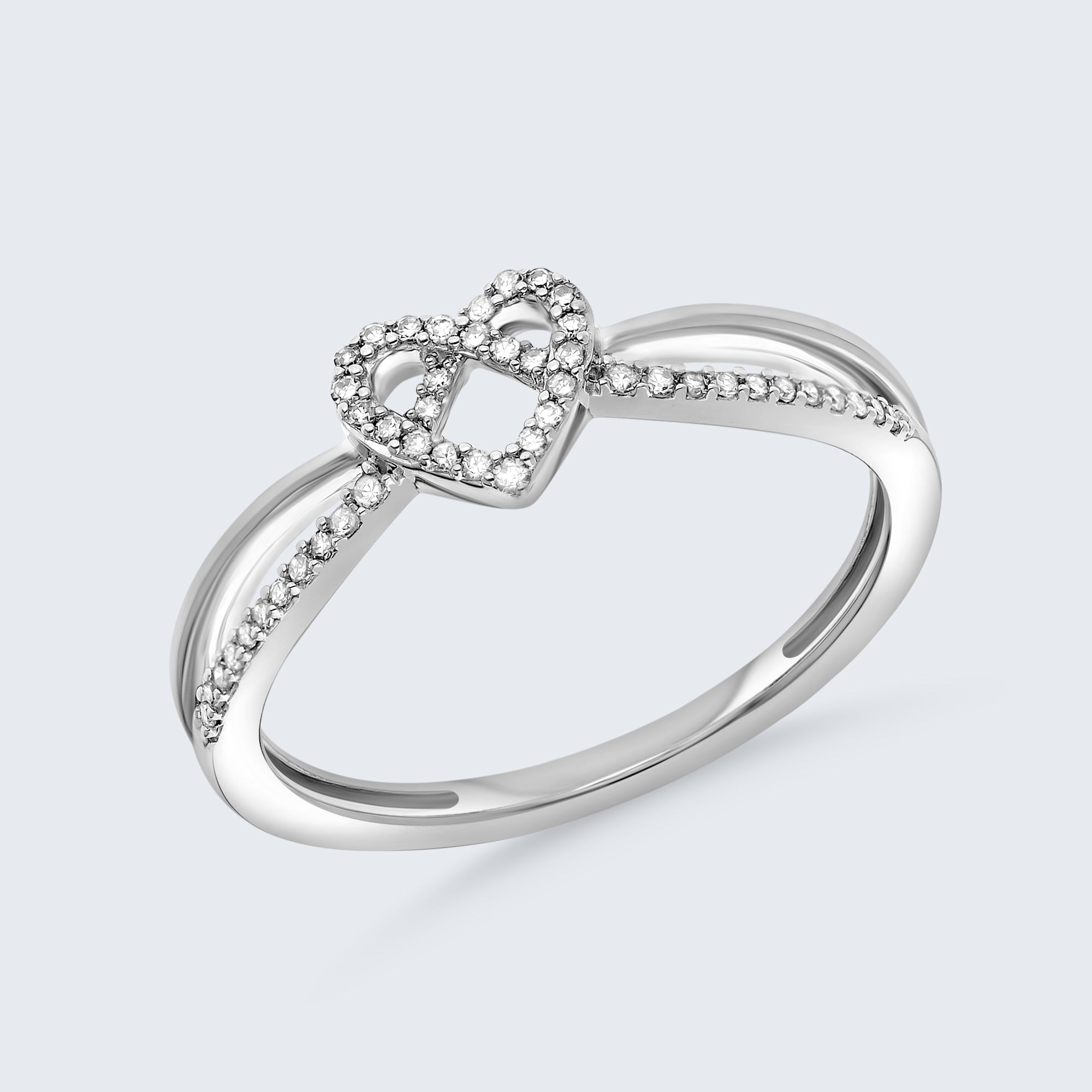 ハート インフィニティ ダイヤモンド リング – 18Kゴールド、0.10カラット