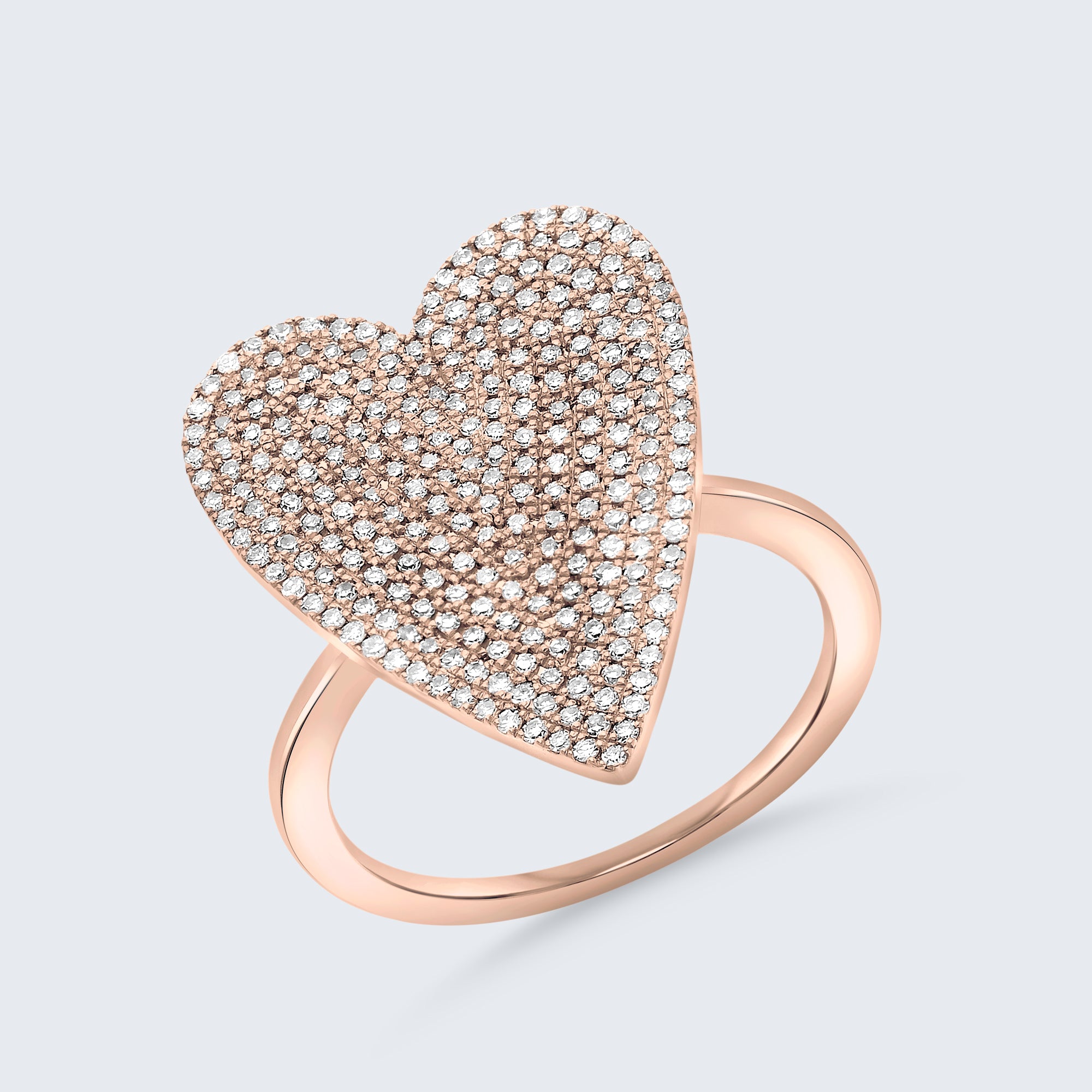 パヴェハート ダイヤモンドリング - 18Kゴールド、0.60カラット