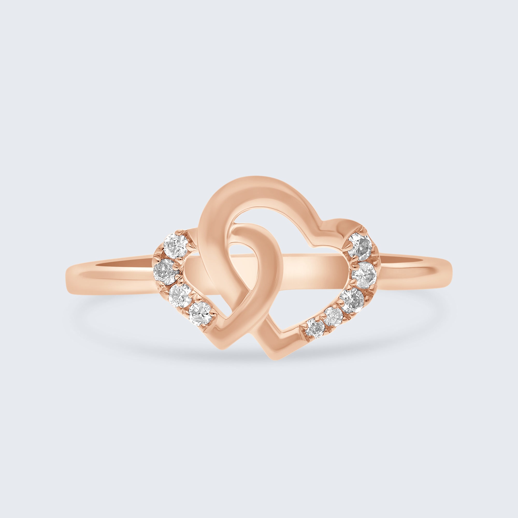 ツイン オープンハート ダイヤモンド リング – 18Kゴールド、0.07カラット