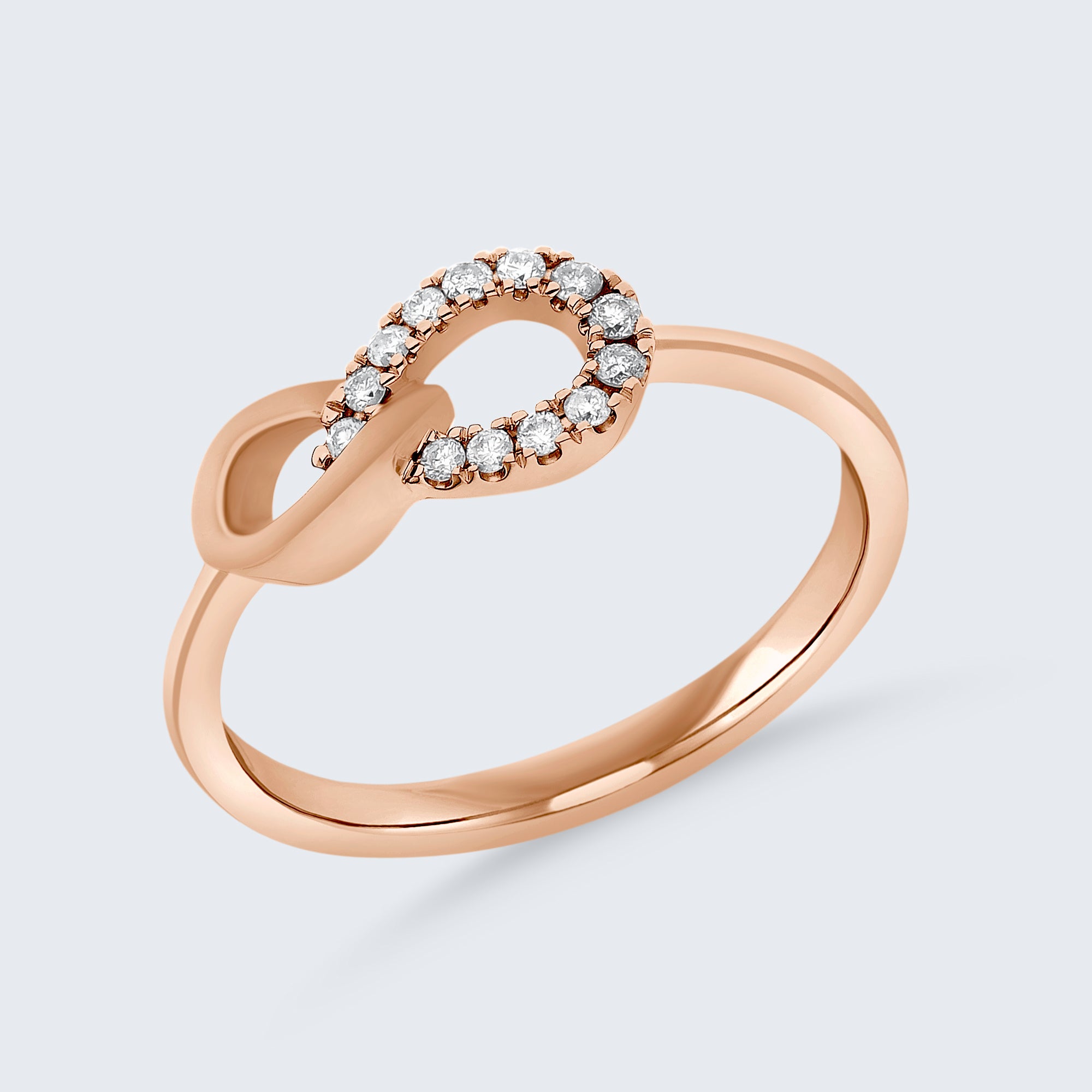 インフィニティ ノット ダイヤモンド リング – 18Kゴールド、0.10カラット