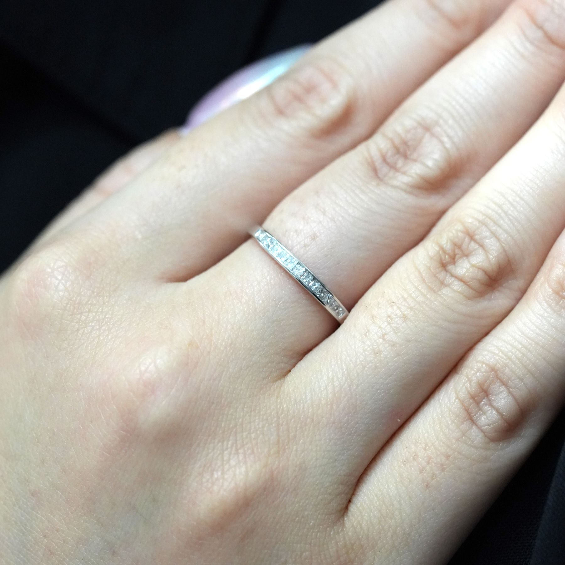 ハーフエタニティダイヤモンドリング - K18WG、0.20カラット