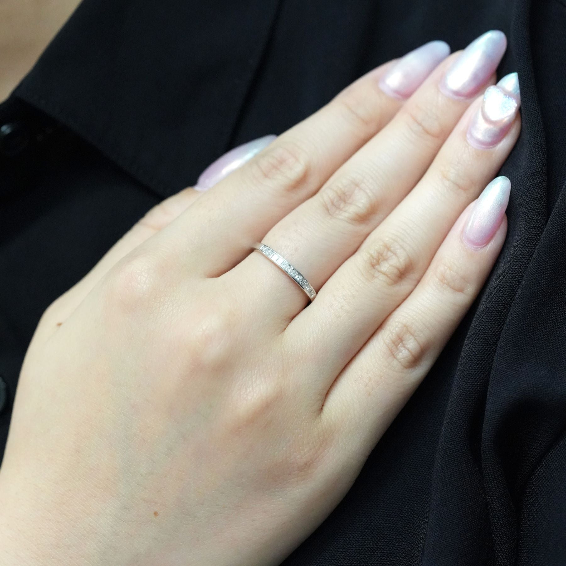 ハーフエタニティダイヤモンドリング - K18WG、0.20カラット