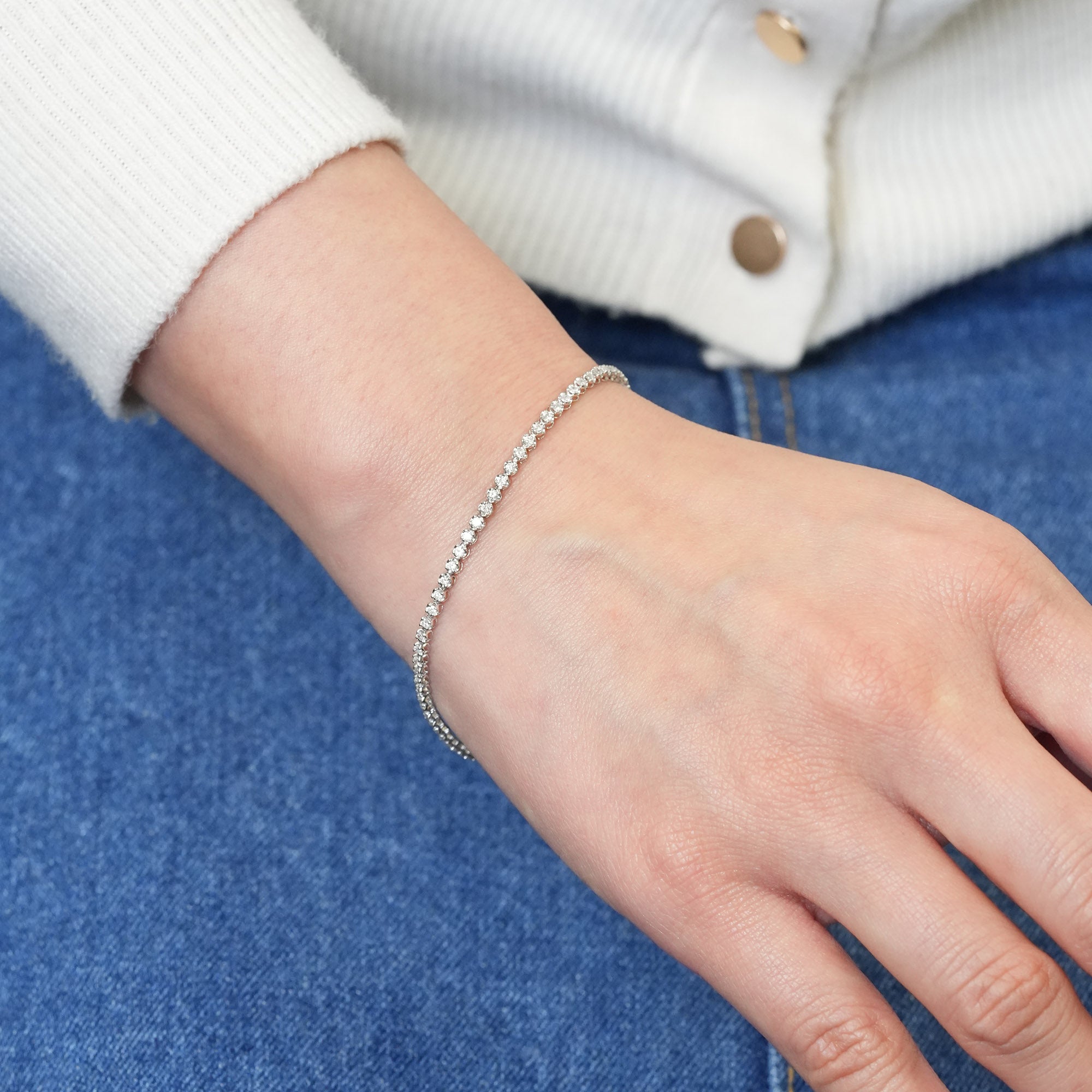 ダイヤモンド テニスブレスレット – K18WG / YG / PG、1.0ct