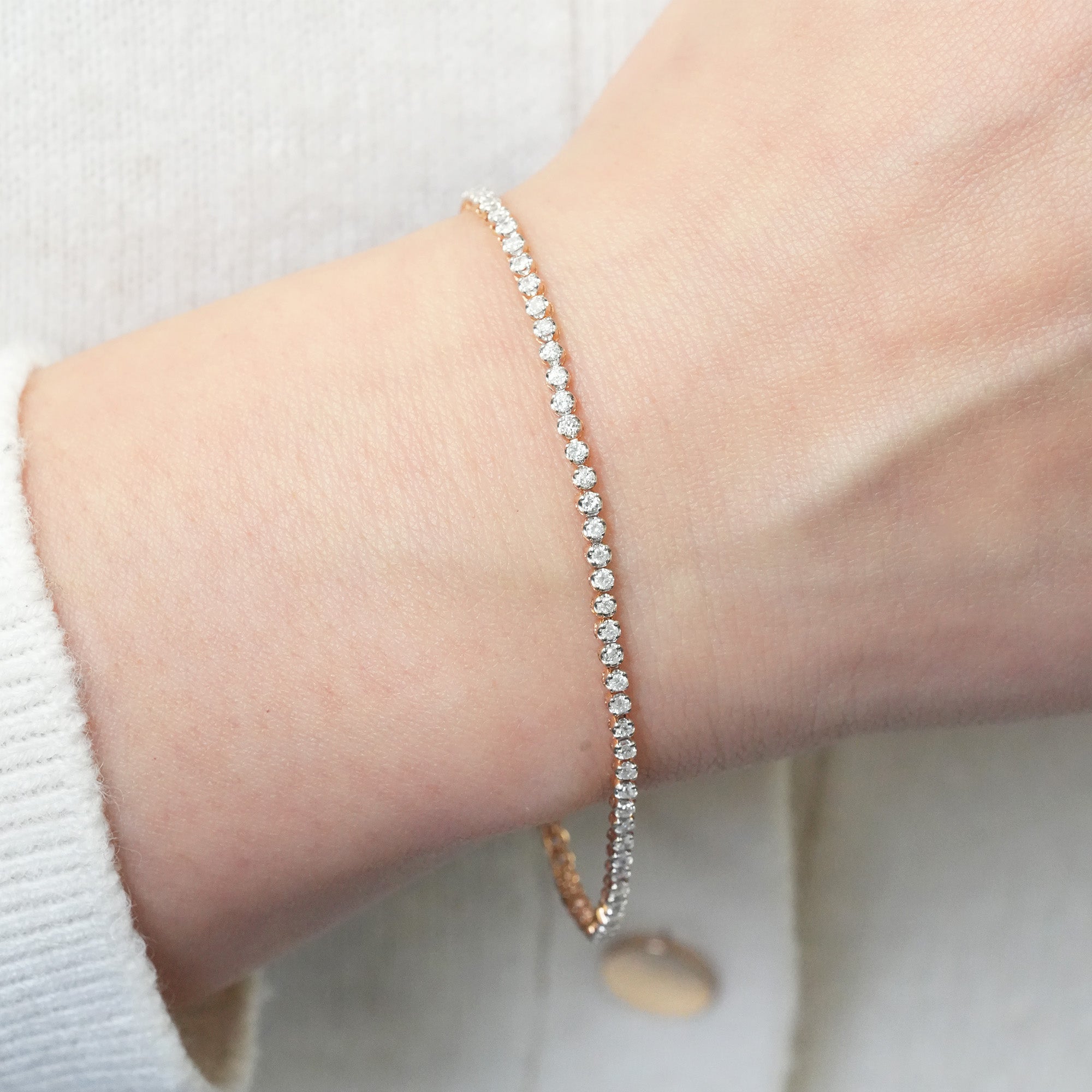 ダイヤモンド テニスブレスレット – K18PG、2.0ct