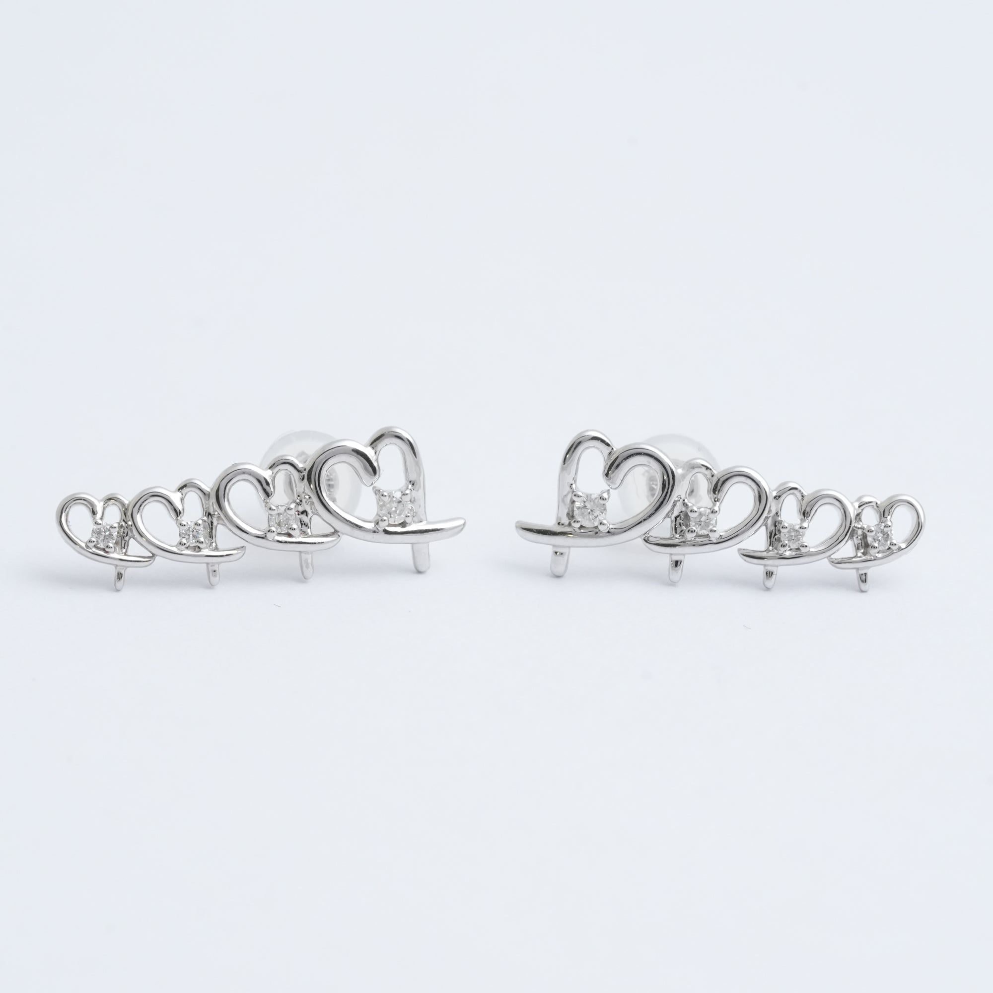ハート ダイヤモンド ピアス – 18Kホワイトゴールド、0.10カラット