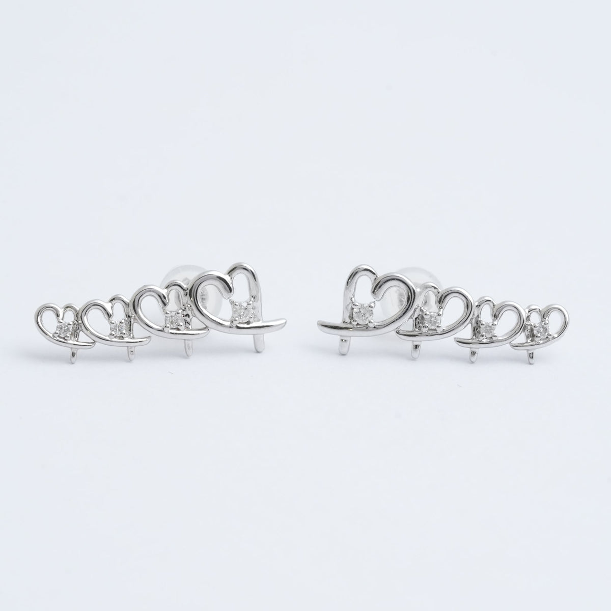 ハート ダイヤモンド ピアス – 18Kホワイトゴールド、0.10カラット