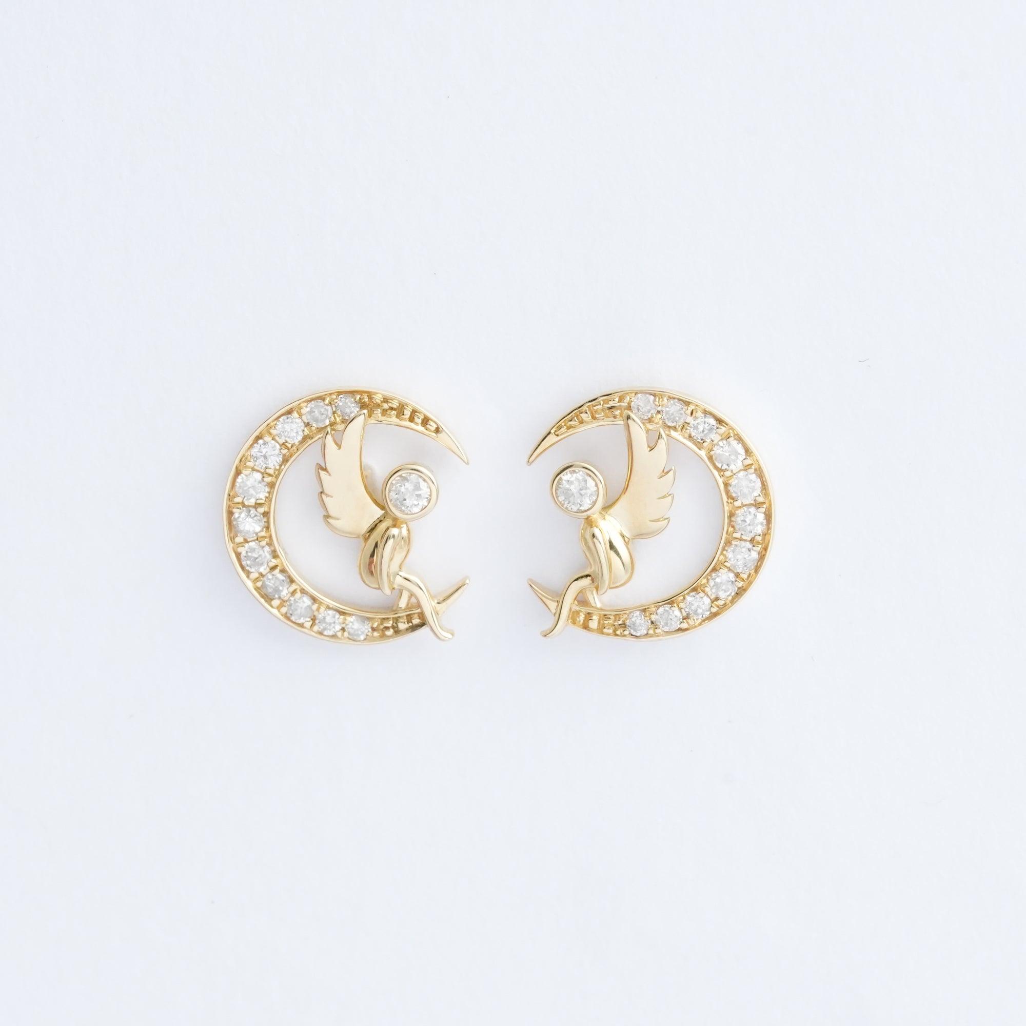 エンジェル ダイヤモンド ピアス – 18Kイエローゴールド、0.20カラット