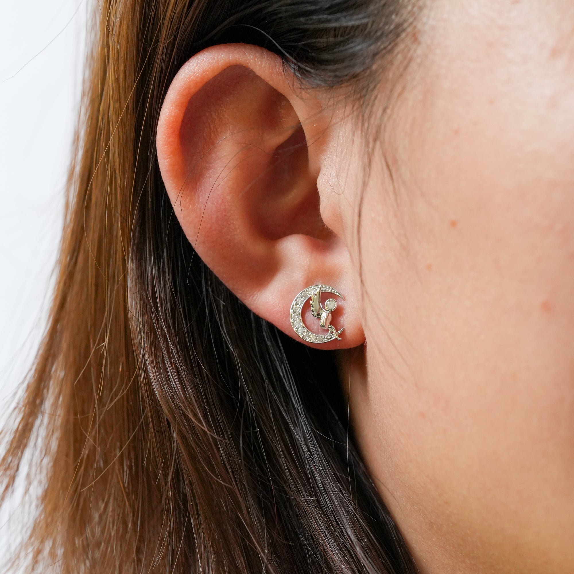 エンジェル ダイヤモンド ピアス – 18Kホワイトゴールド、0.20カラット