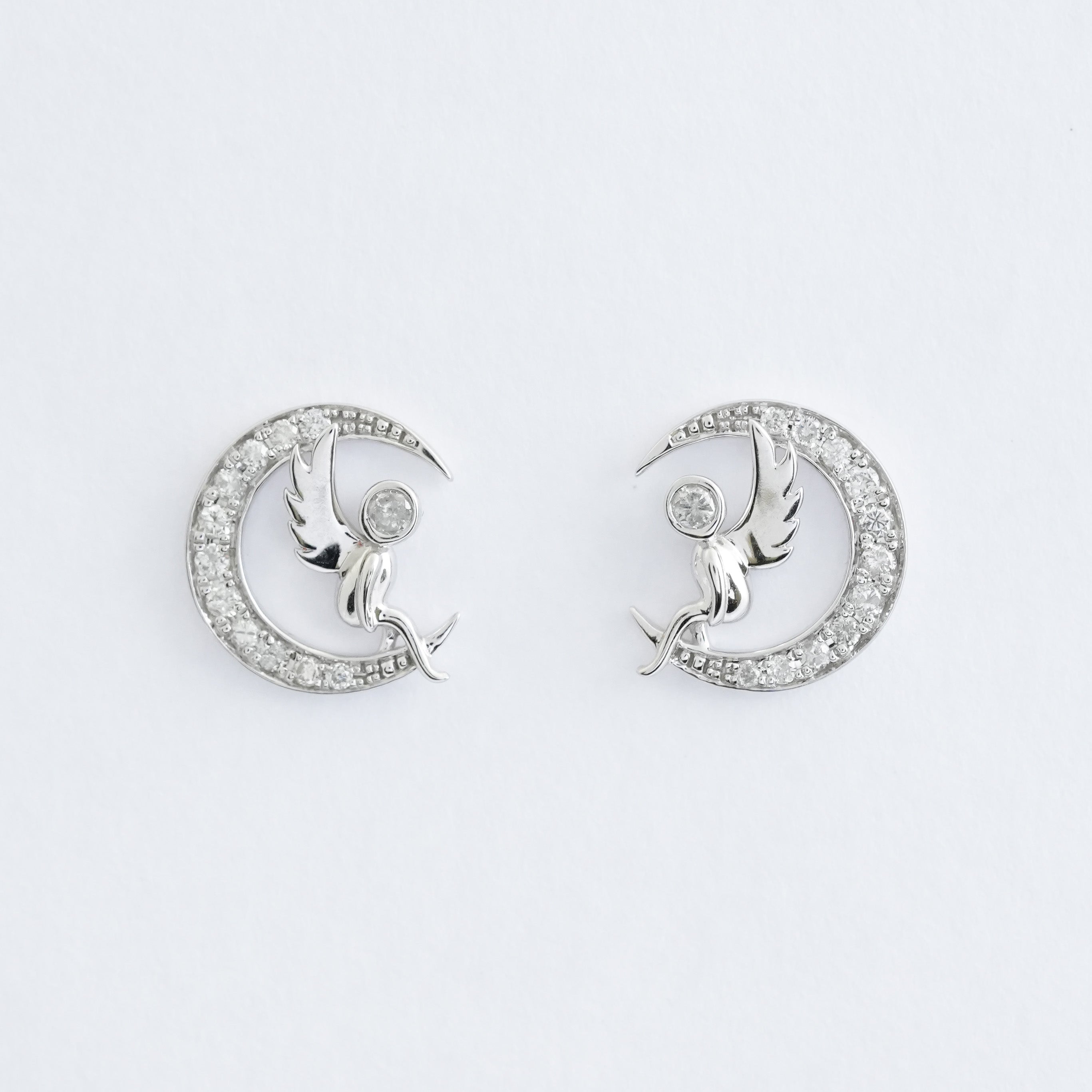 エンジェル ダイヤモンド ピアス – 18Kホワイトゴールド、0.20カラット