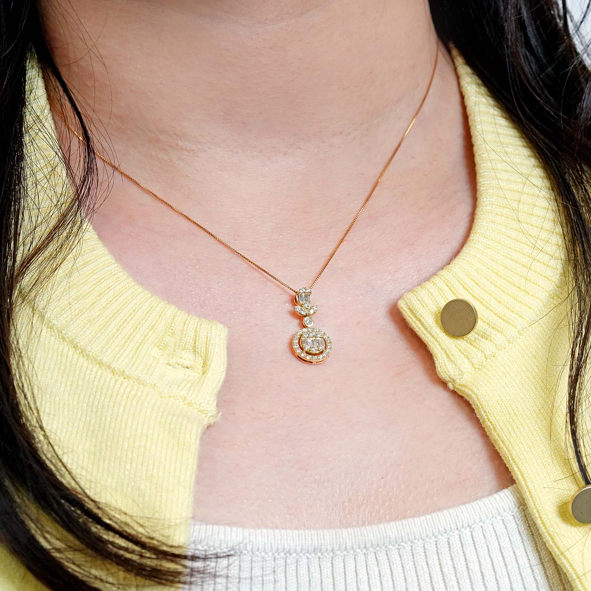 サークル ダイヤモンドペンダントヘッド – K18YG、0.55カラット(チェーンはオプション)