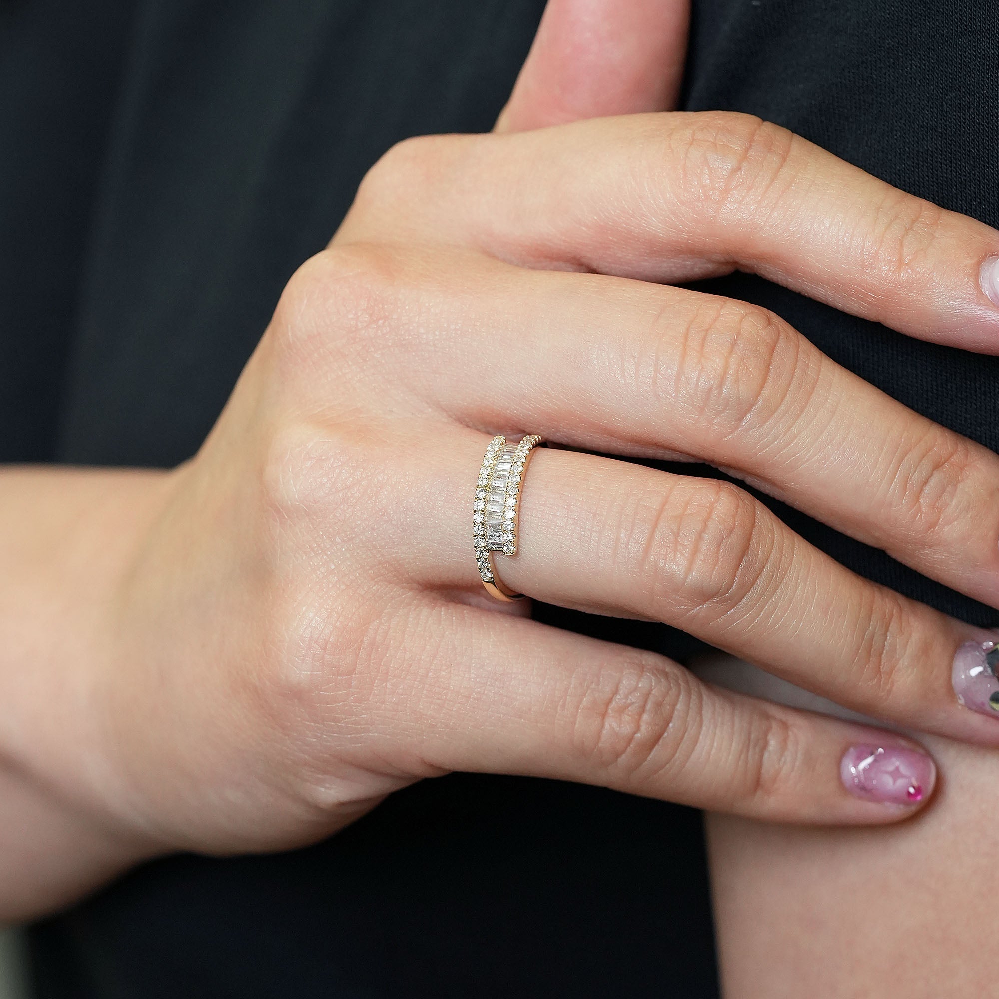 バゲットダイヤモンドリング - K18YG、0.50カラット