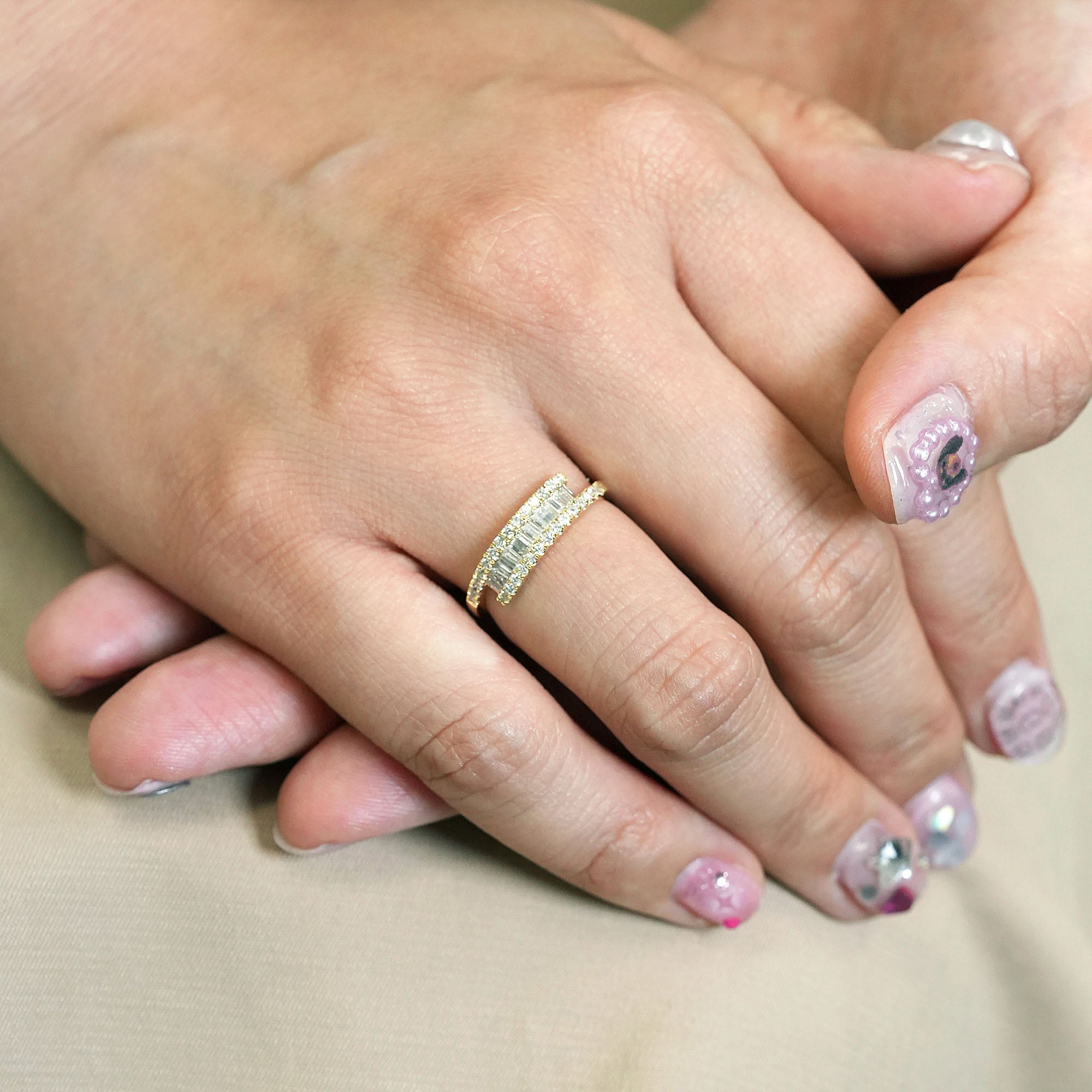 バゲットダイヤモンドリング - K18YG、0.50カラット