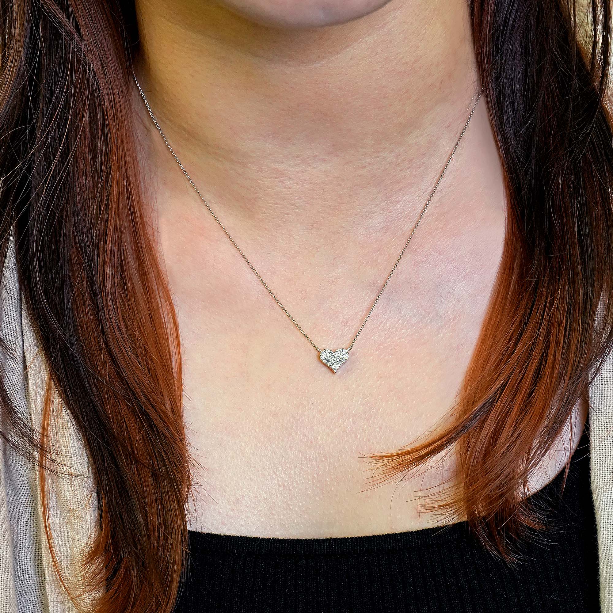 2WAYハートダイヤモンド&サファイアネックレス – K18WG