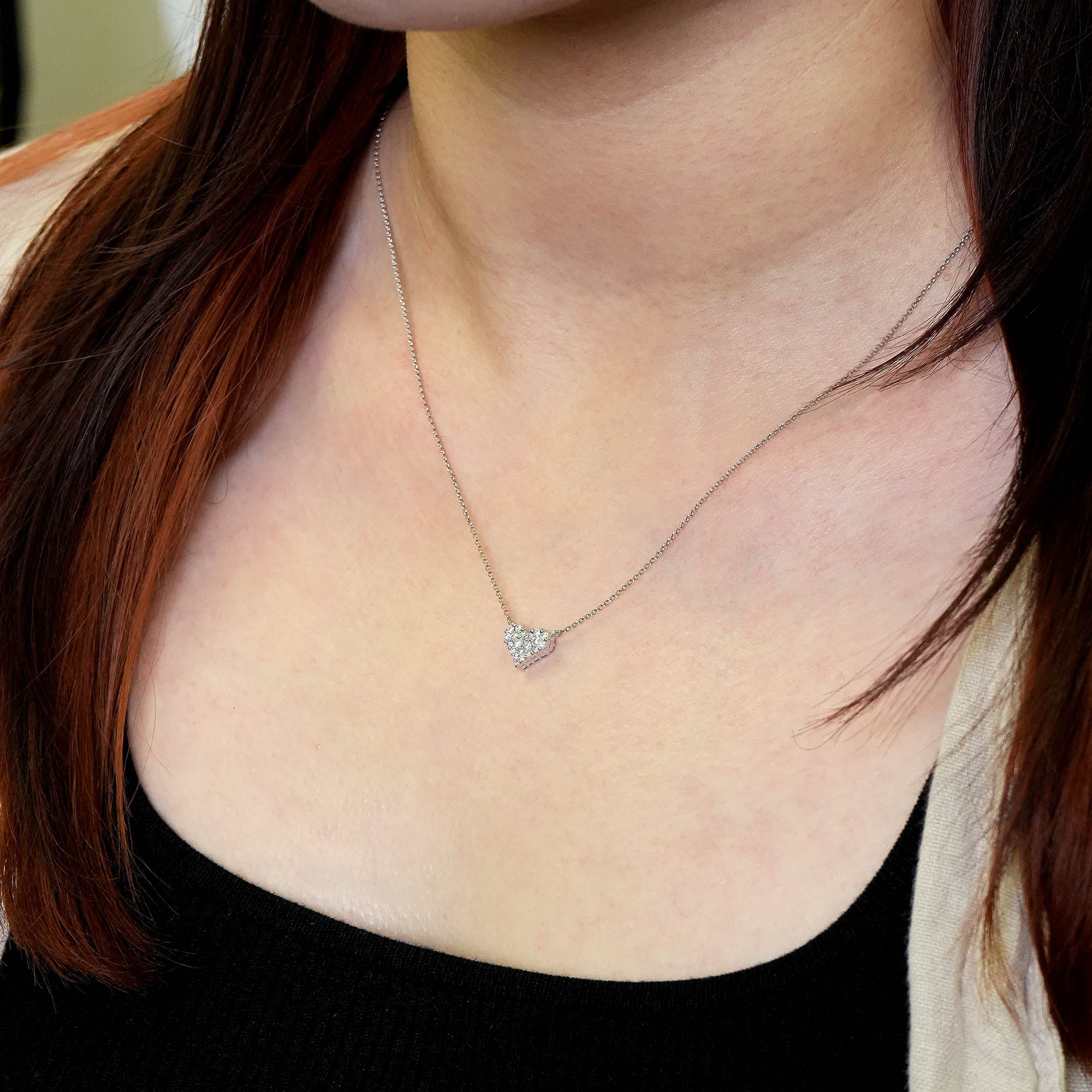 2WAYハートダイヤモンド&サファイアネックレス – K18WG