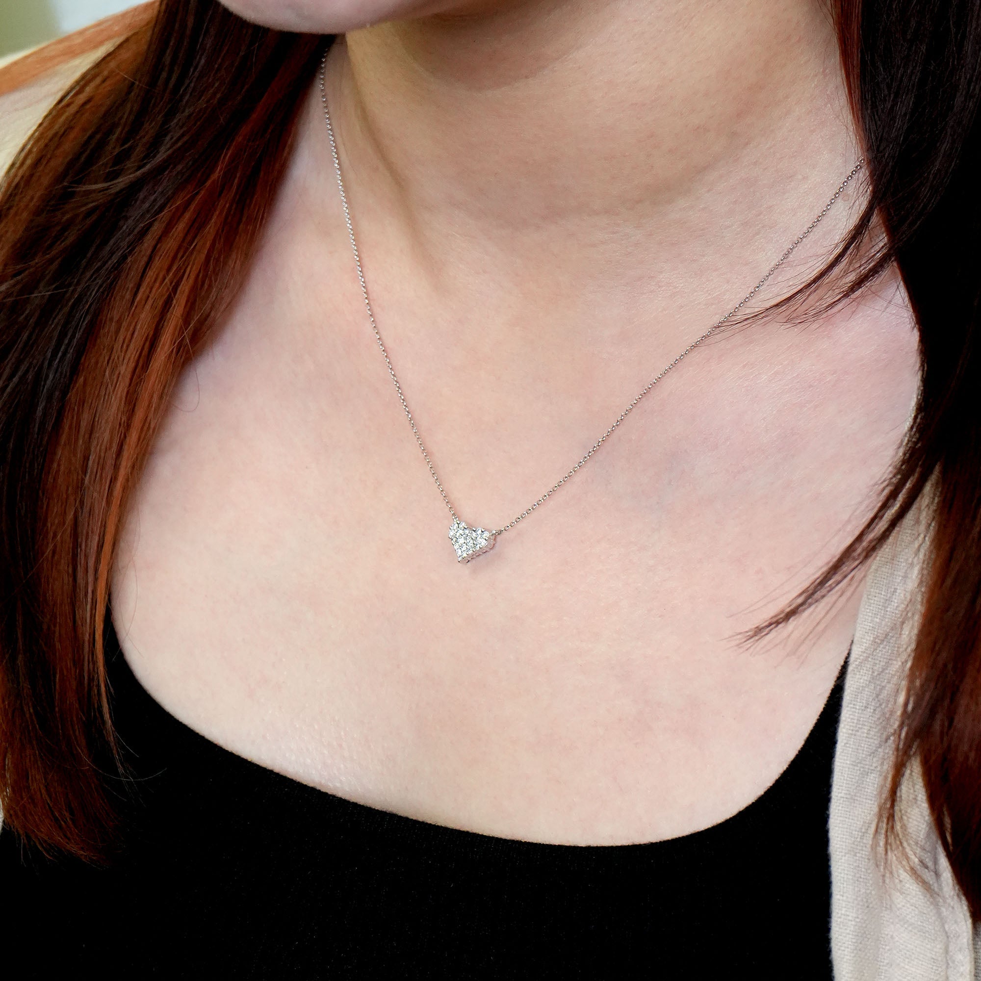 2WAYハートダイヤモンド&サファイアネックレス – K18WG