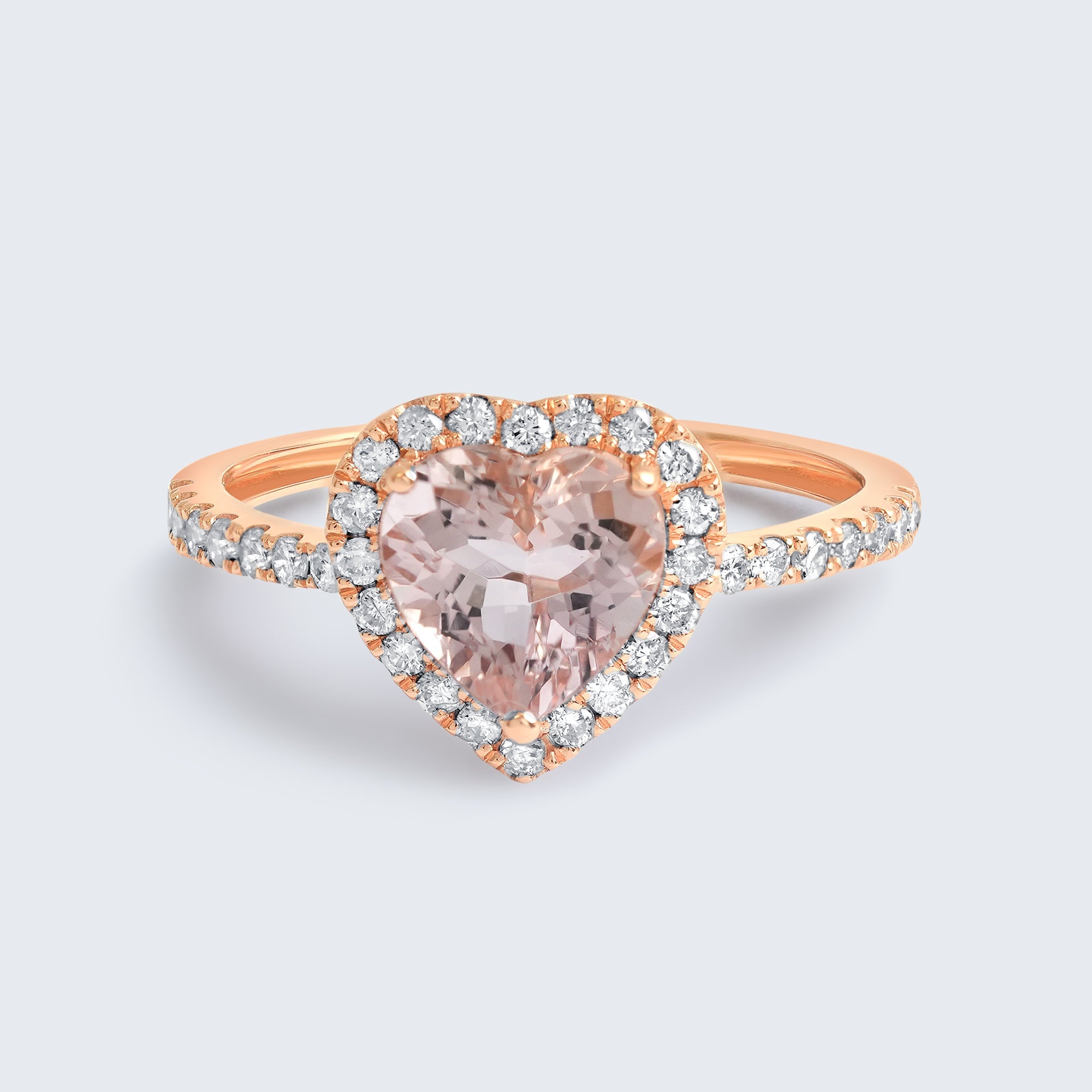 ハート モルガナイト&ダイヤモンド リング – K18PG