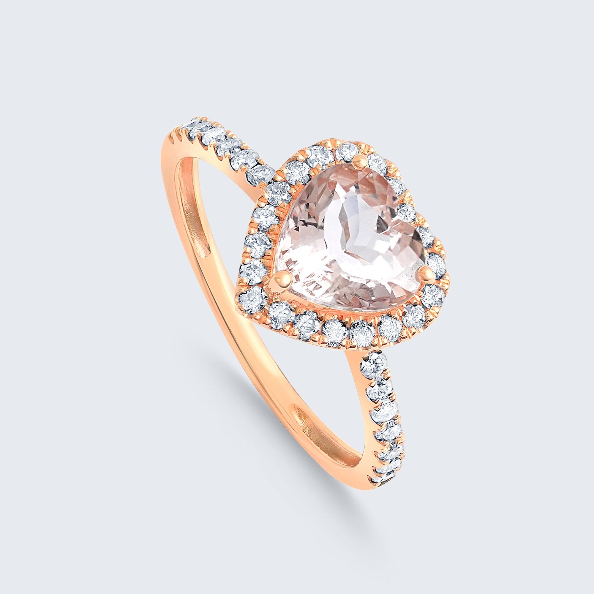 ハート モルガナイト&ダイヤモンド リング – K18PG