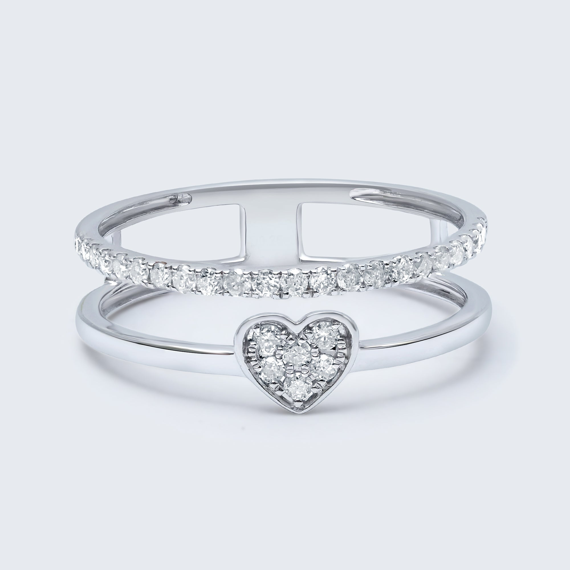 ハートフュージョンダイヤモンドリング - K18WG、0.25カラット