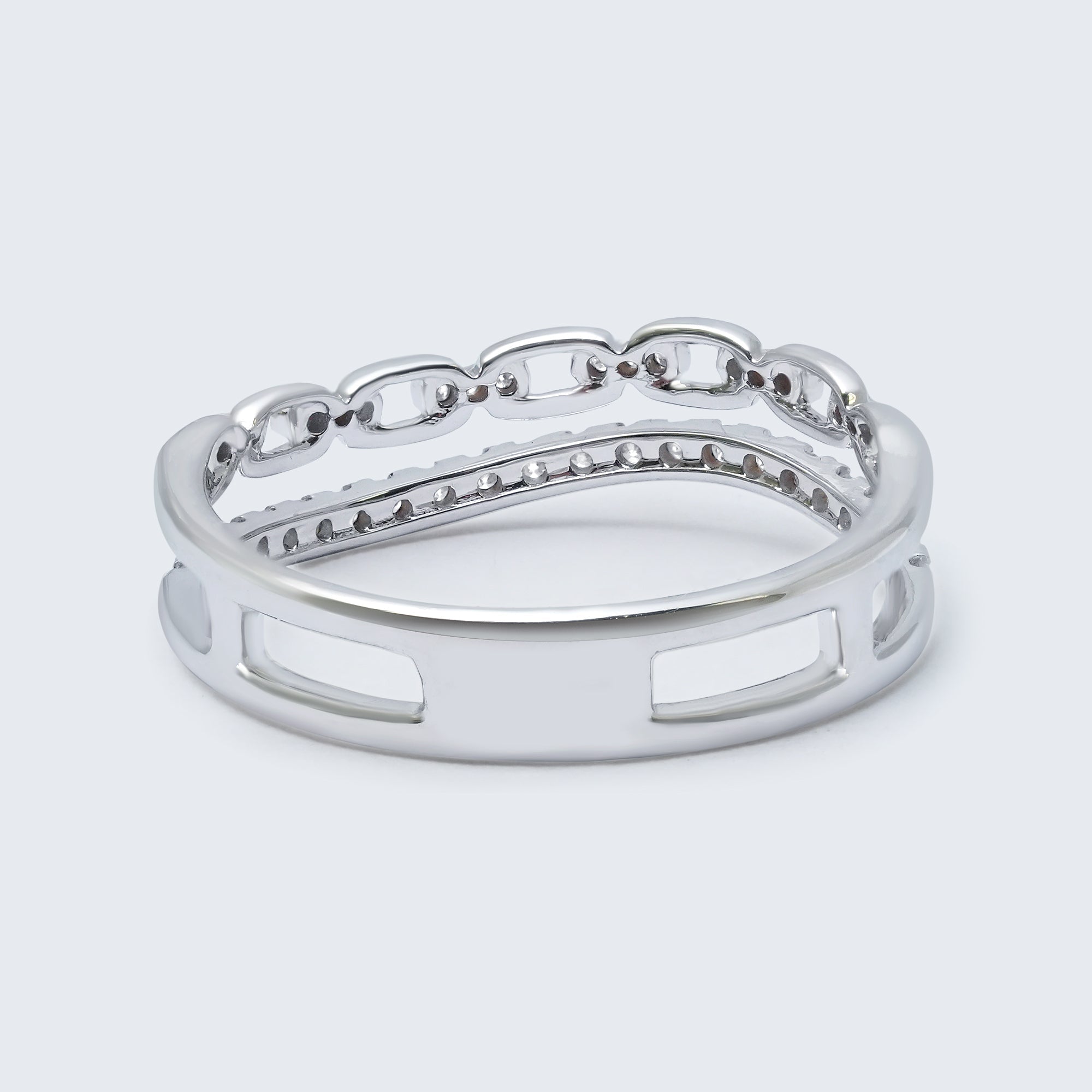 ウェーブリンク ダイヤモンドリング – K18WG、0.20カラット