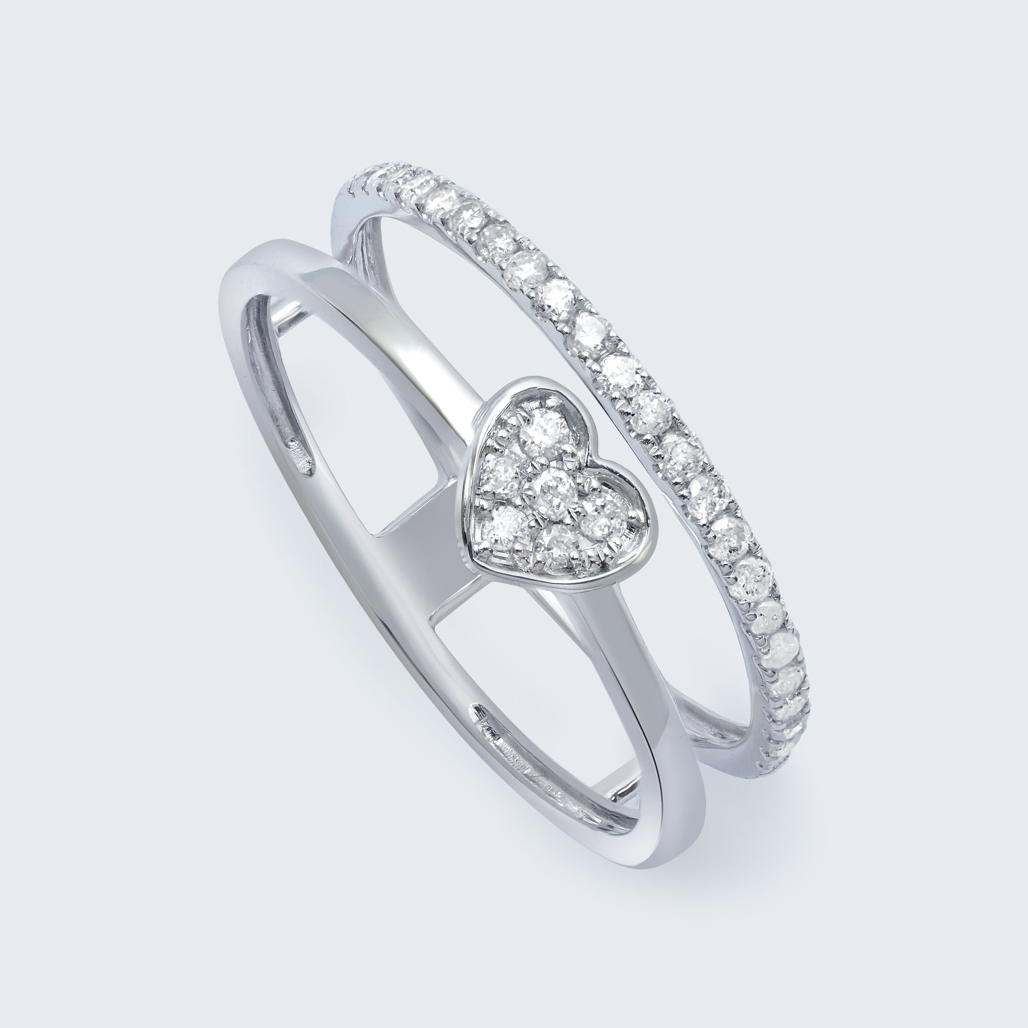 ハートフュージョンダイヤモンドリング - K18WG、0.25カラット