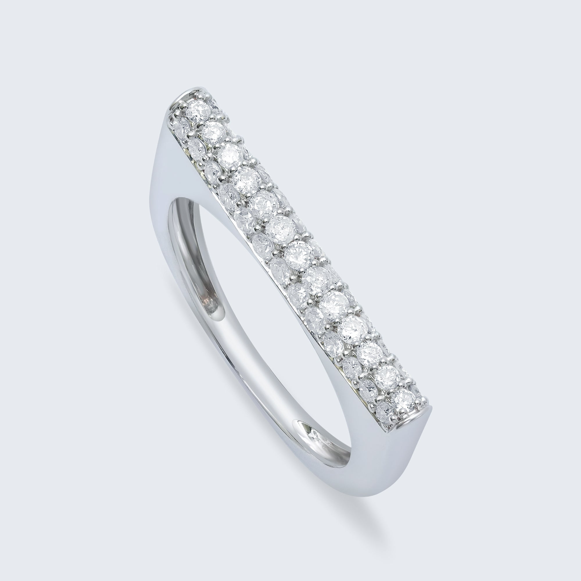 バーダイヤモンドリング - K18WG、0.50カラット