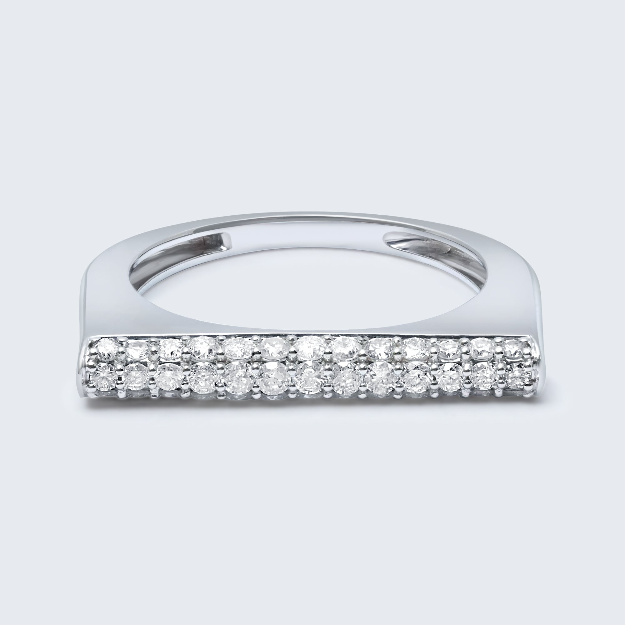 バーダイヤモンドリング - K18WG、0.50カラット