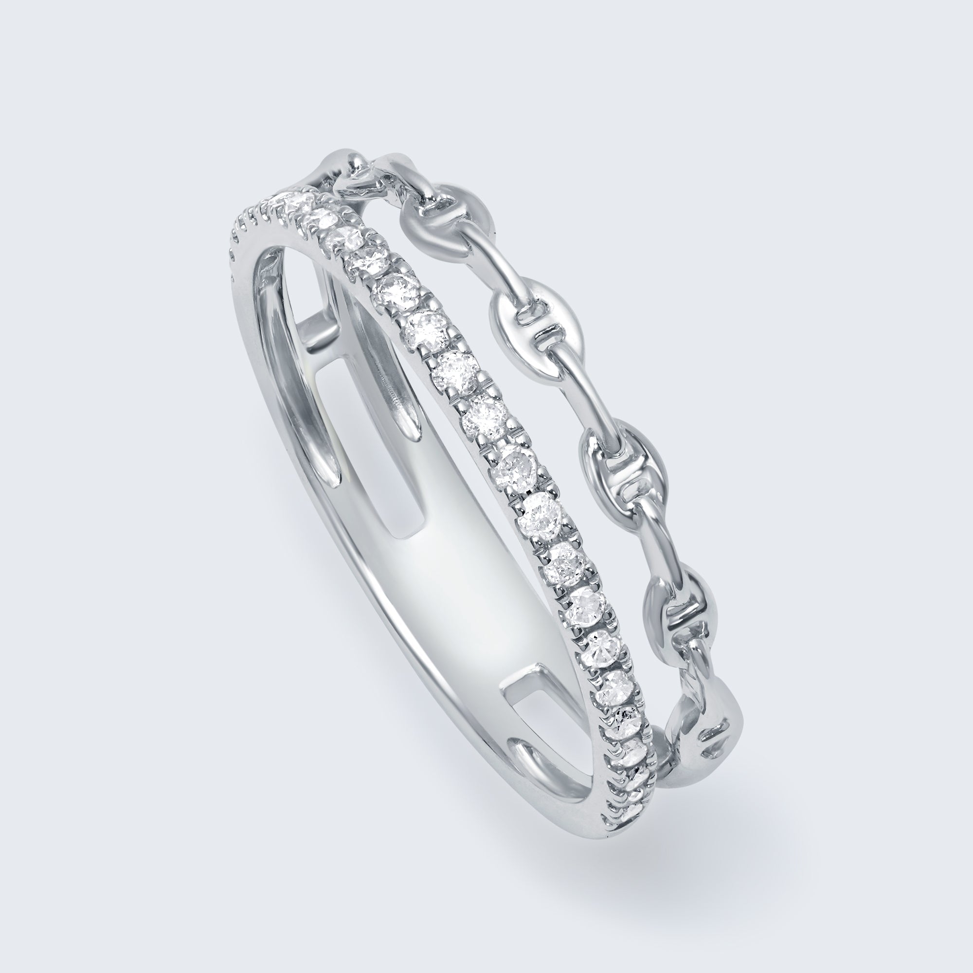 リンク エタニティ ダイヤモンド リング – K18WG、0.20カラット