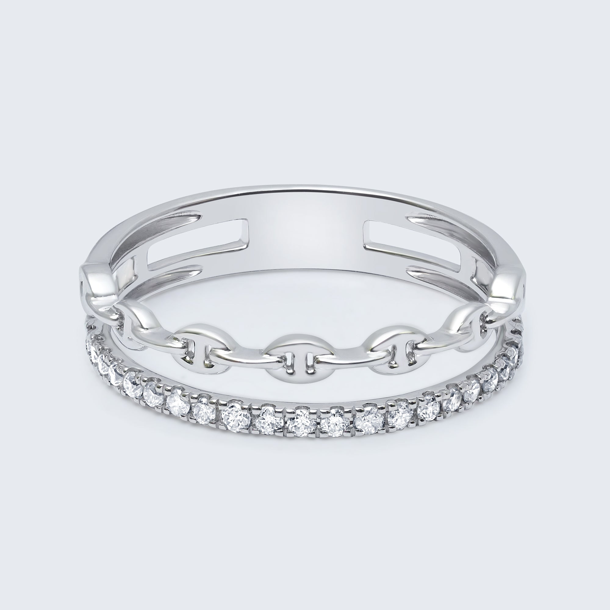 リンク エタニティ ダイヤモンド リング – K18WG、0.20カラット