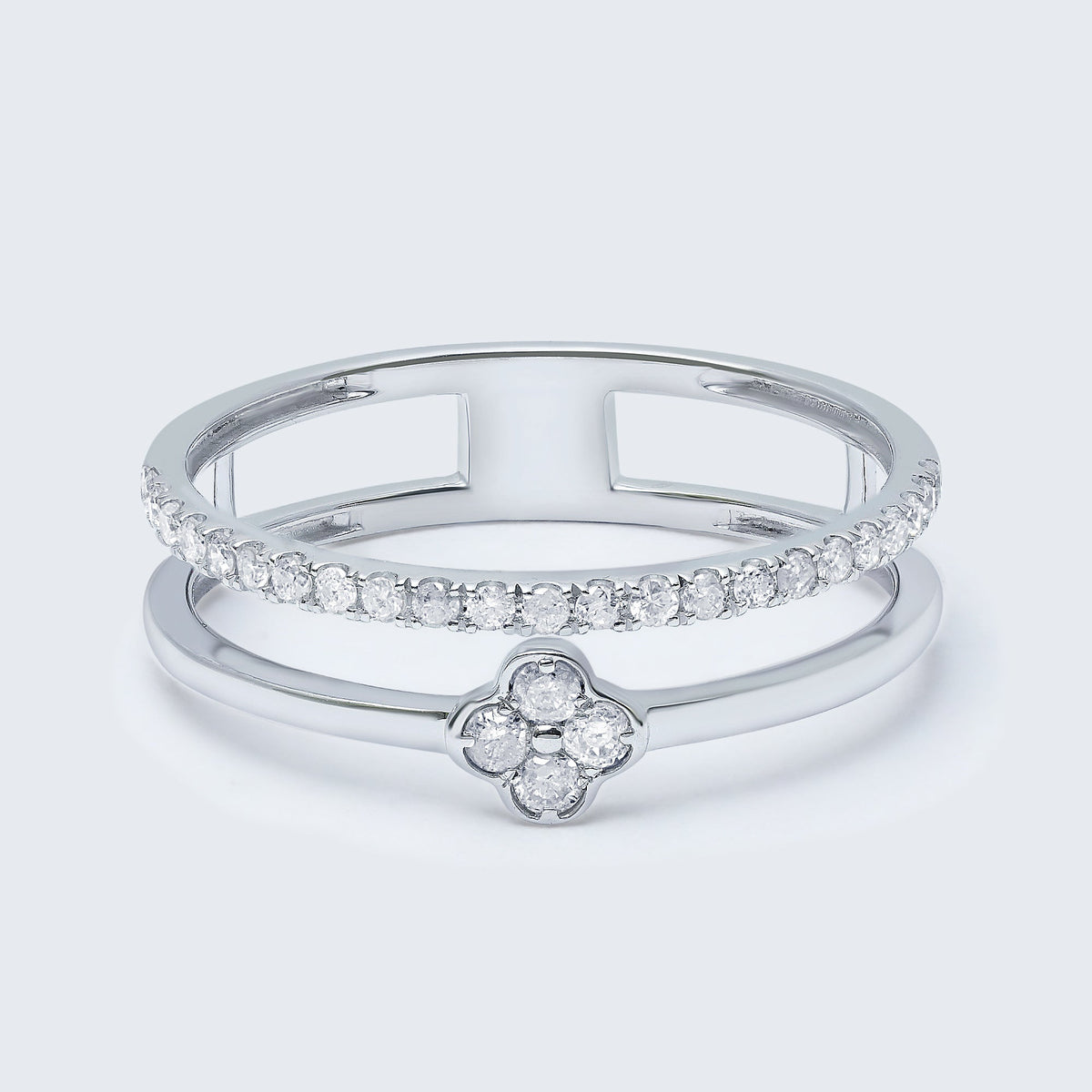 WG ダイヤリング0.221ct 0.22ct WG クローバーエタニティフュージョン 
