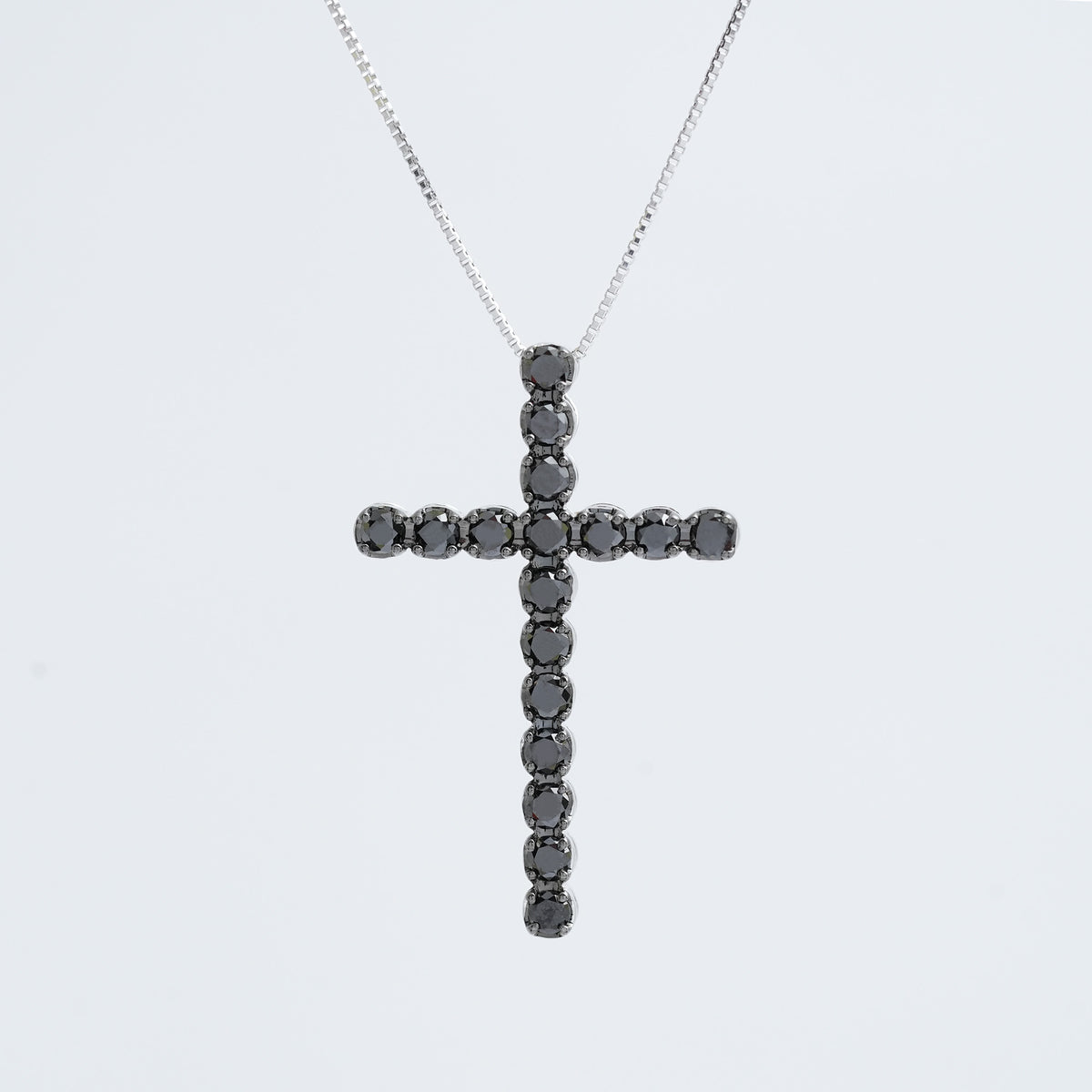 クロス ブラックダイヤモンドペンダントヘッド - K18WG、0.80ct 