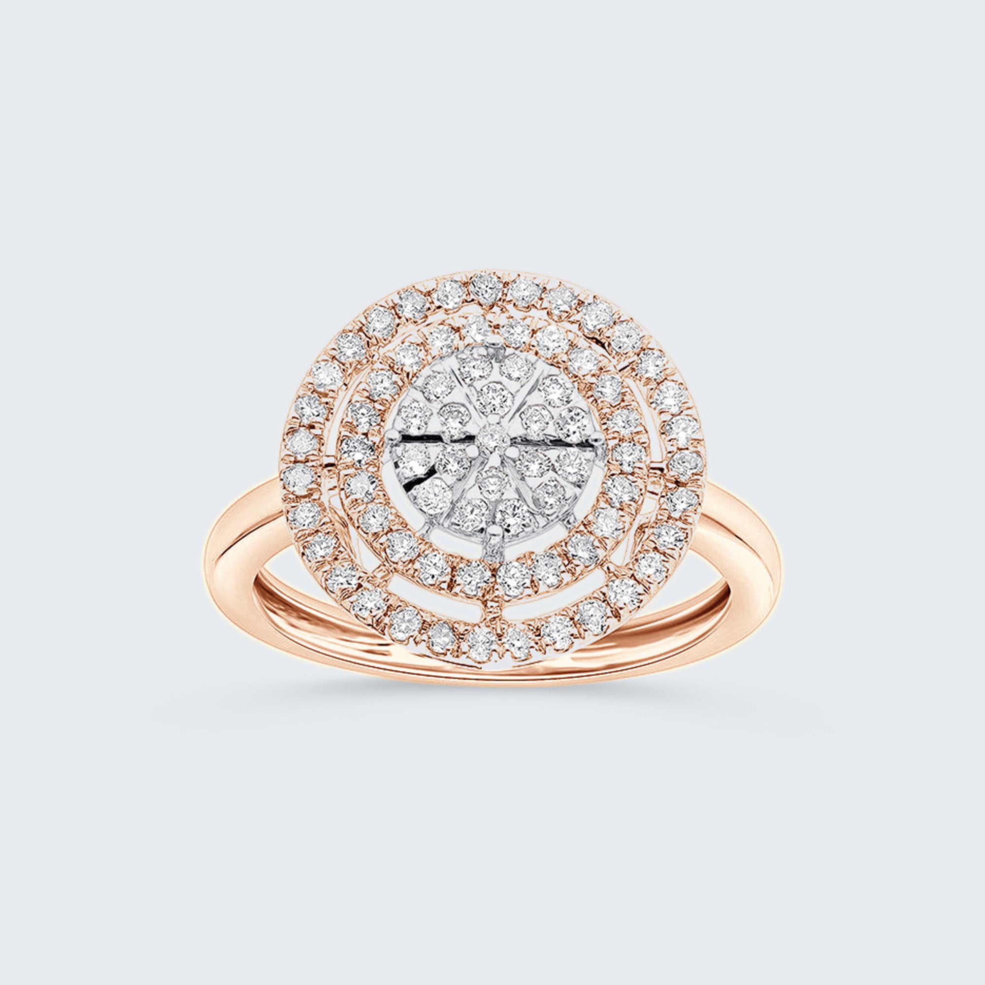 K18 PG 0.50ct ダイヤピザカットデザインリング 