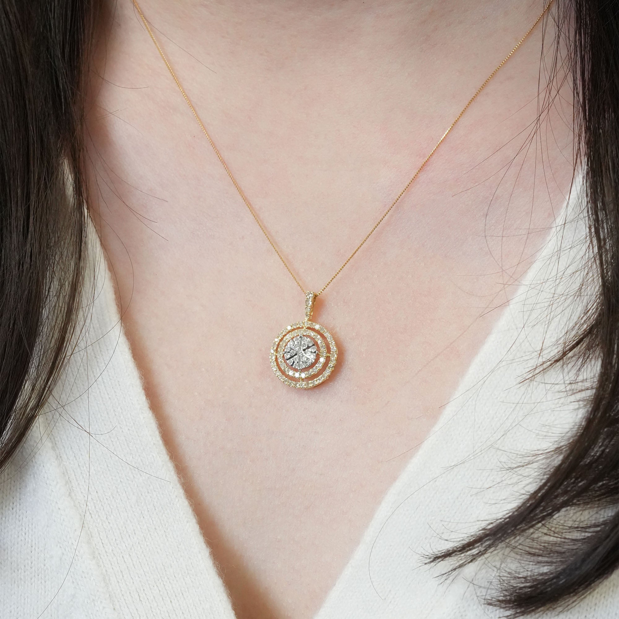 ピザカットデザイン ダイヤモンドペンダントヘッド - K18YG / PG、0.55ct (チェーンはオプション)