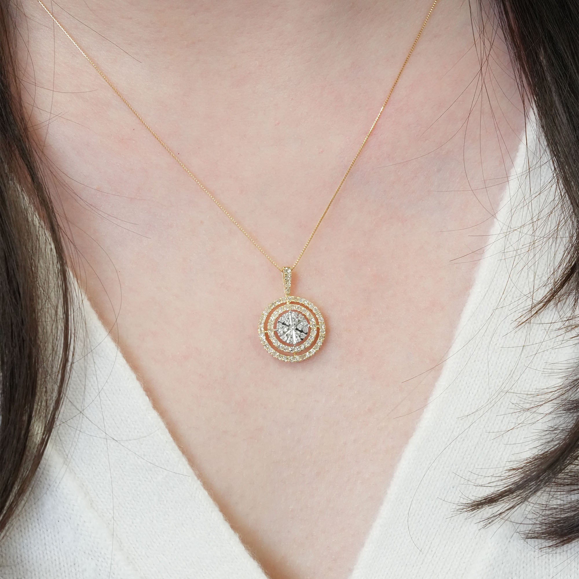 ピザカットデザイン ダイヤモンドペンダントヘッド - K18YG / PG、0.55ct (チェーンはオプション)