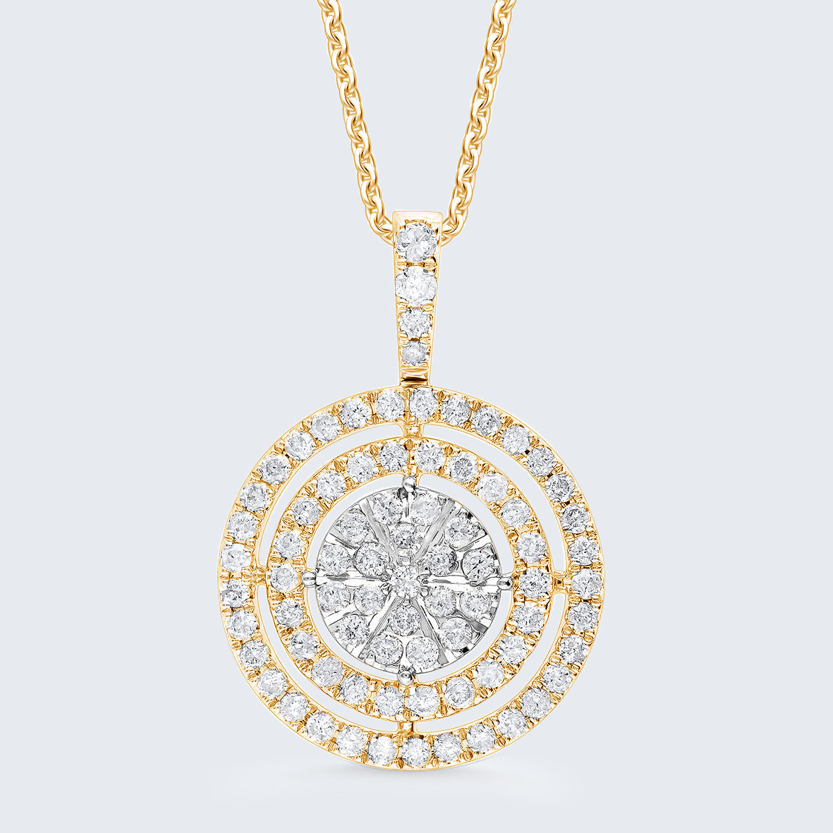 ピザカットデザイン ダイヤモンドペンダントヘッド - K18YG / PG、0.55ct (チェーンはオプション)