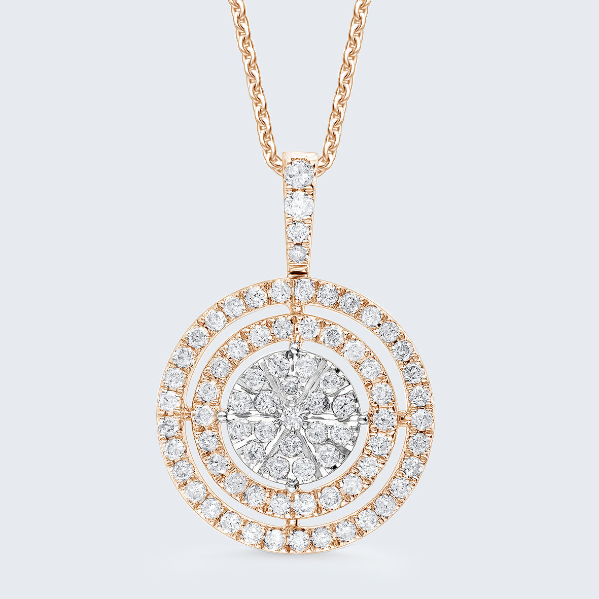 ピザカットデザイン ダイヤモンドペンダントヘッド - K18YG / PG、0.55ct (チェーンはオプション)